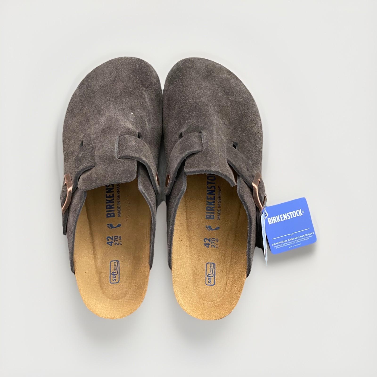 Birkenstock Boston Soft Footbed Suede Leather Clogs EU 42/ US 9-9.5, Mocha