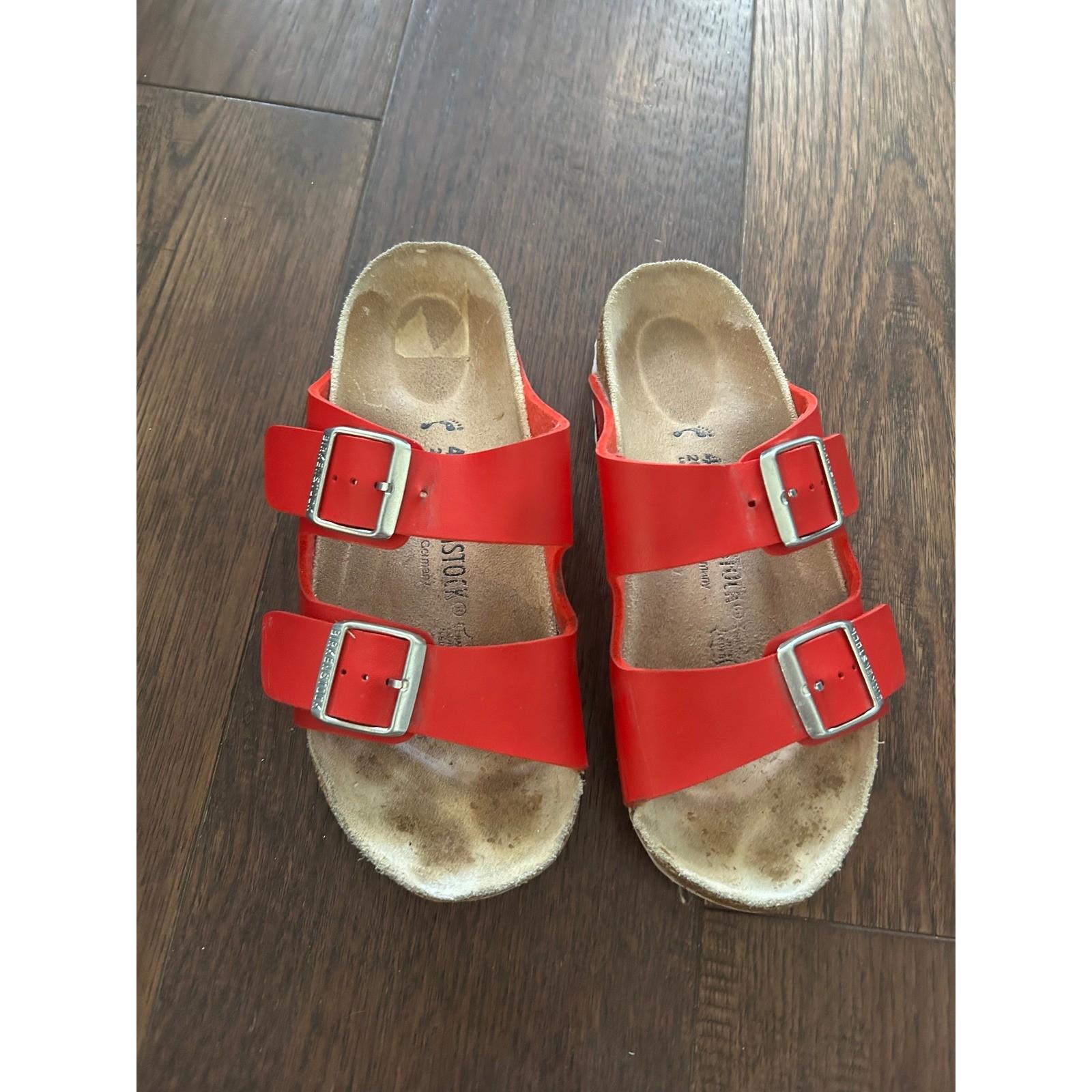 Birkenstock Gizeh Red Double Strap Cork Footbed Sandals Womens Size 40 260