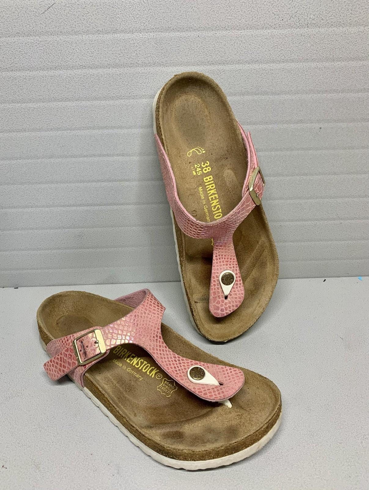 Birkenstock Gizeh Pink Metallic Leather Strap Size 38