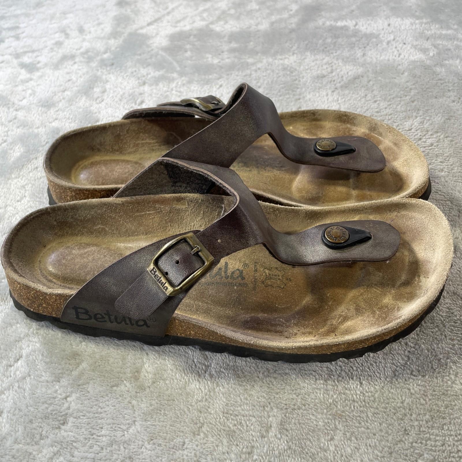 Betula Birkenstock Gizeh Thong Sandals Womens Size 37 US 6 Brown Leather