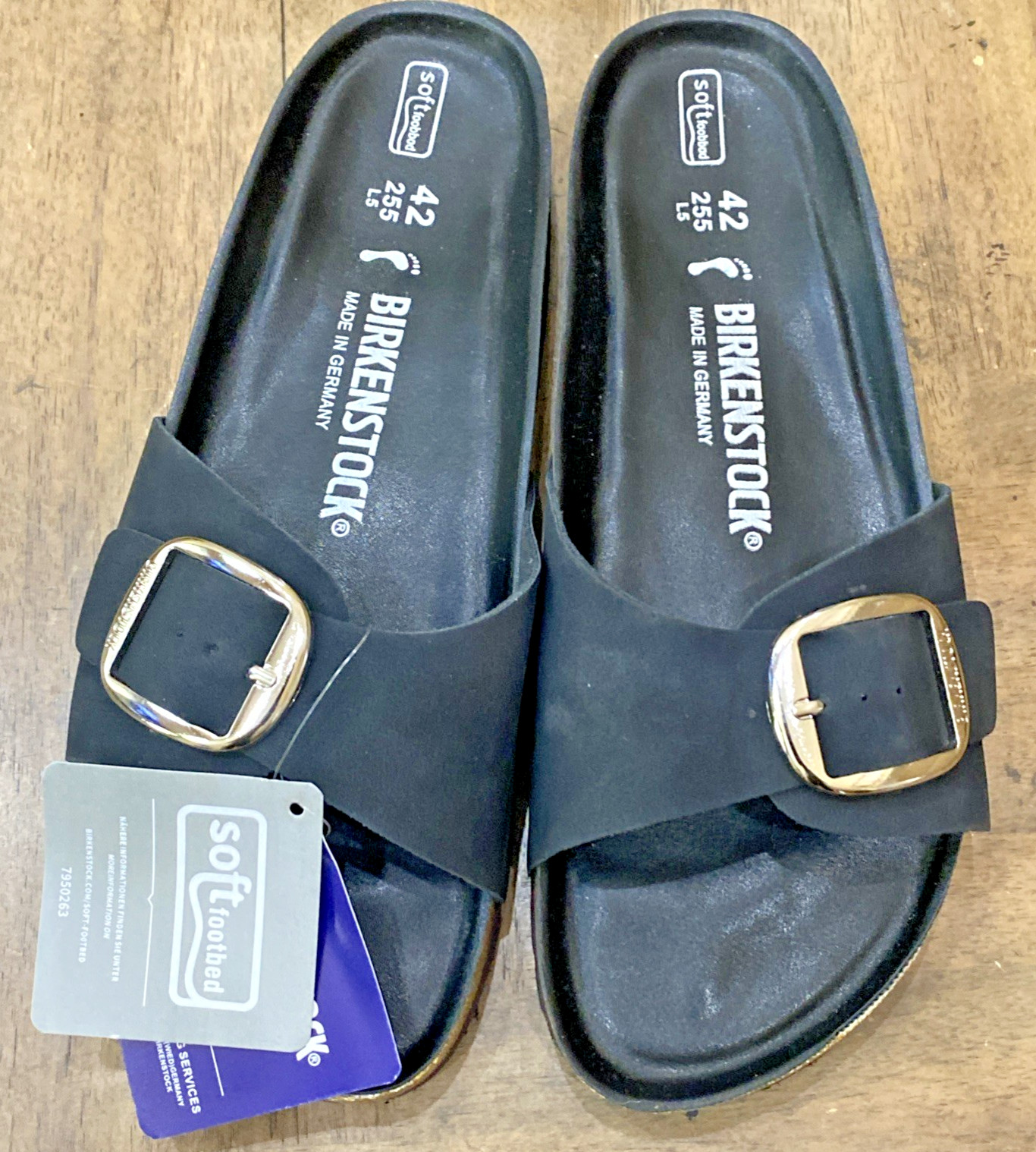 Birkenstock Madrid Big Buckle Waxy Oiled Leather Black Color Narrow Sz 42