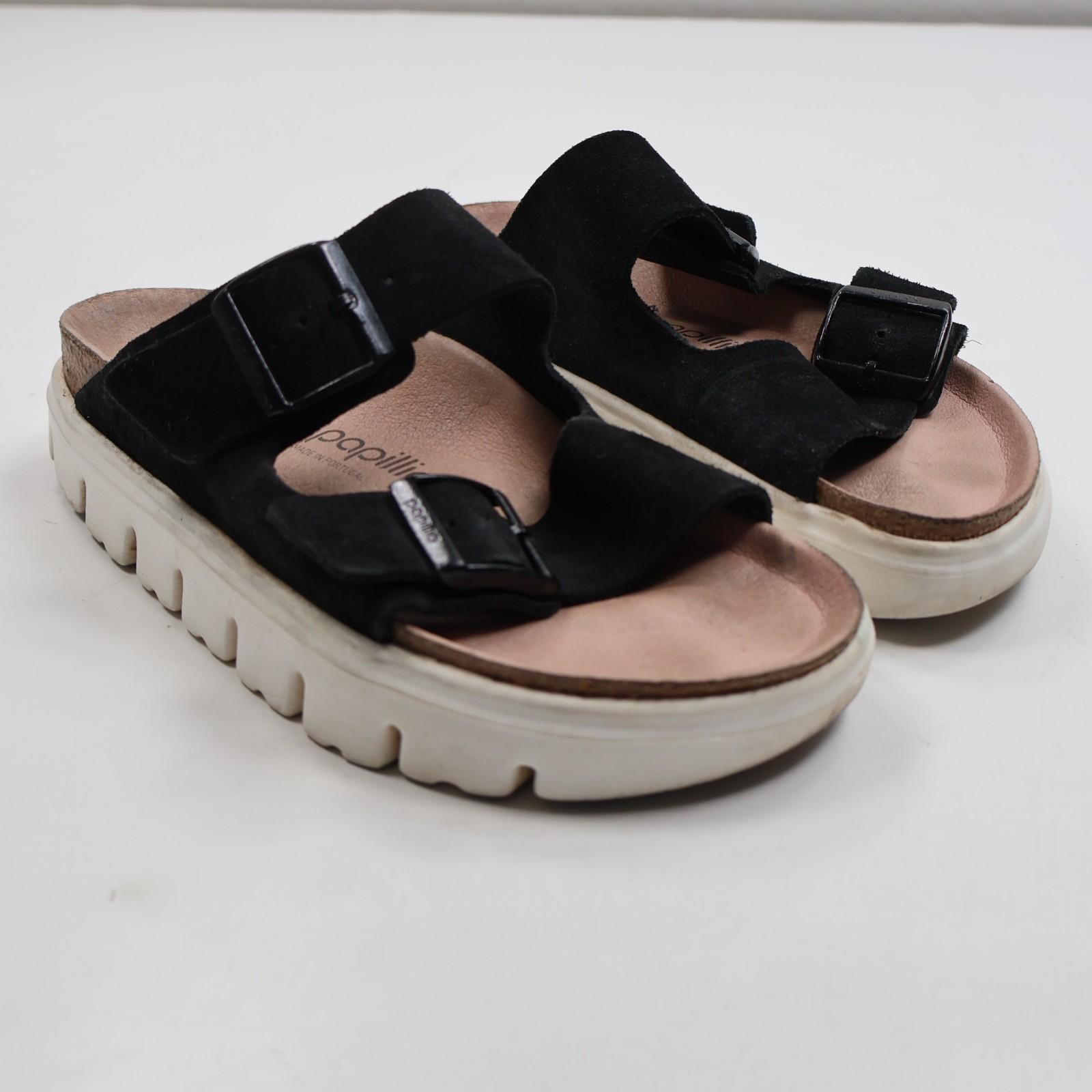 Birkenstock Papillio Arizona Chunky Black Birko Flor Slide Sandal 38  US W 7-7.5