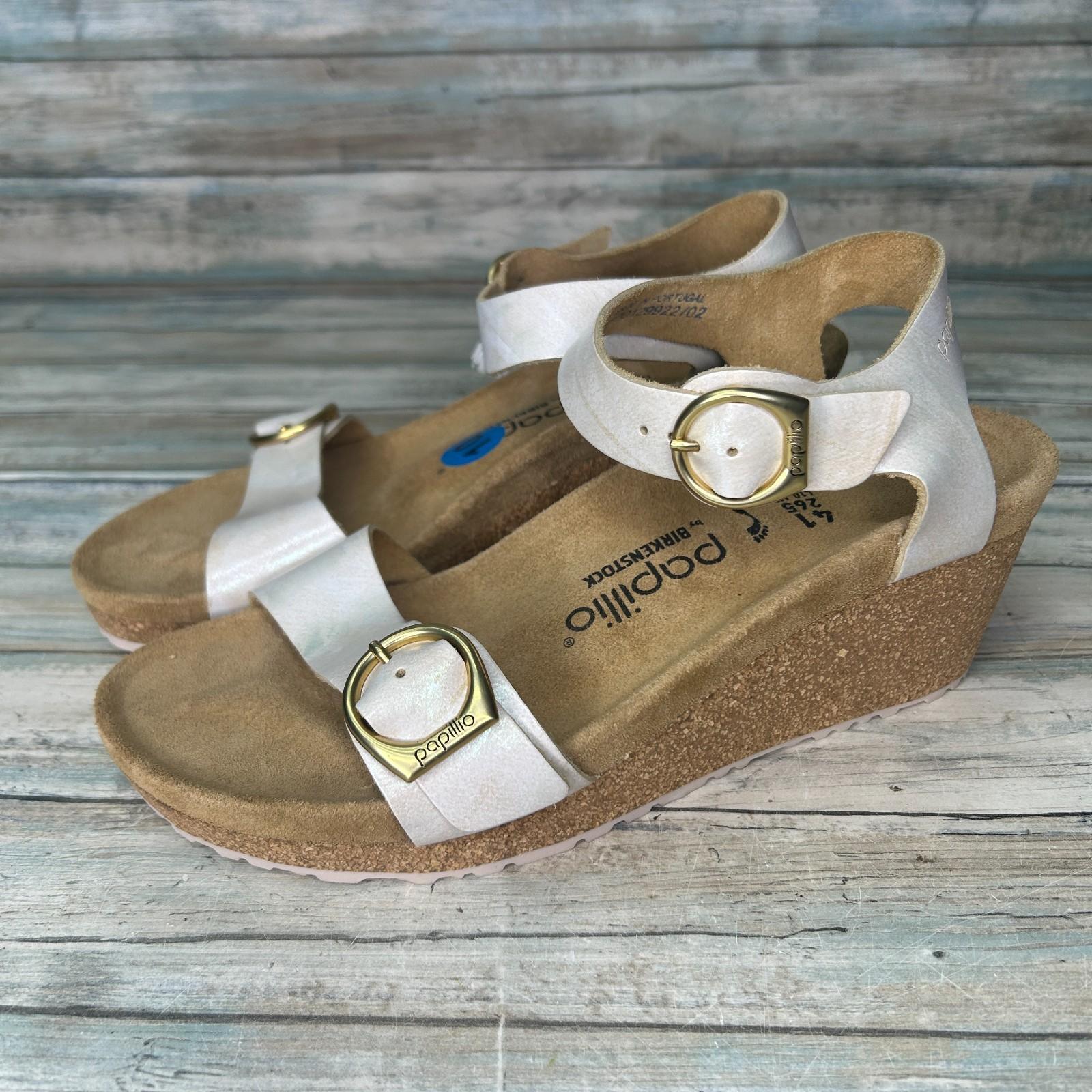 Birkenstock Papillio Wedge Sandal Size 41 Narrow US 10 Soley Metallic Heel