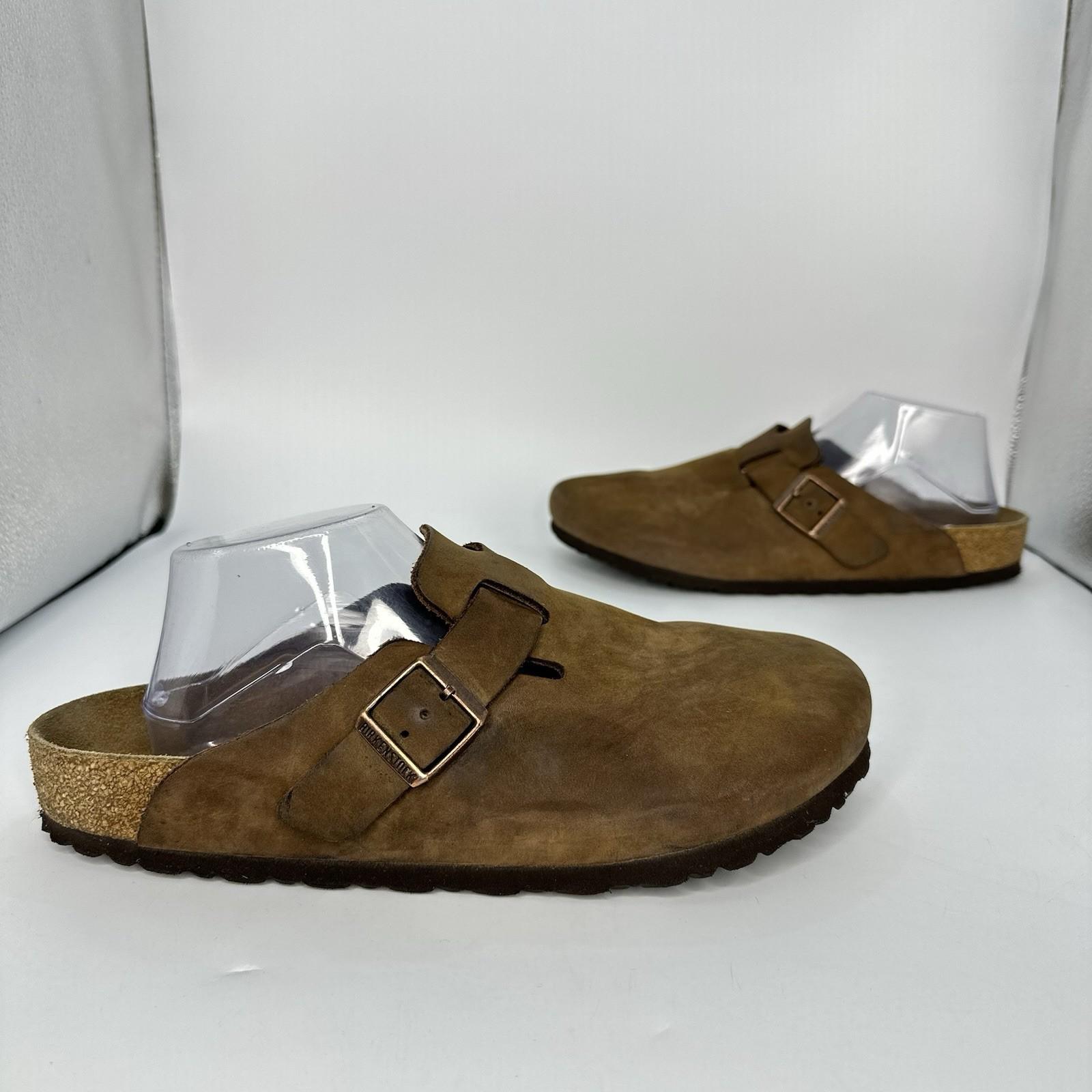 Birkenstock Boston Men Size 10 US Clog Sandal Brown Leather Slip On Shoe 43