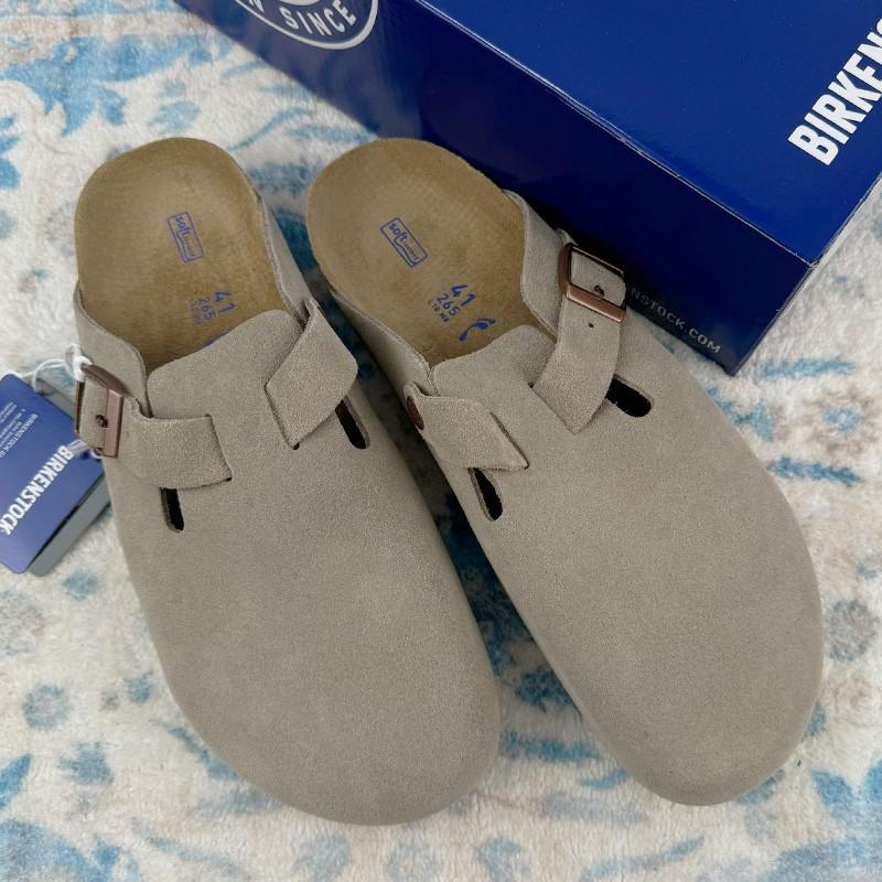 Birkenstock Boston Taupe Suede Leather Women’s and Men’s Clog Shoes Size 37-45