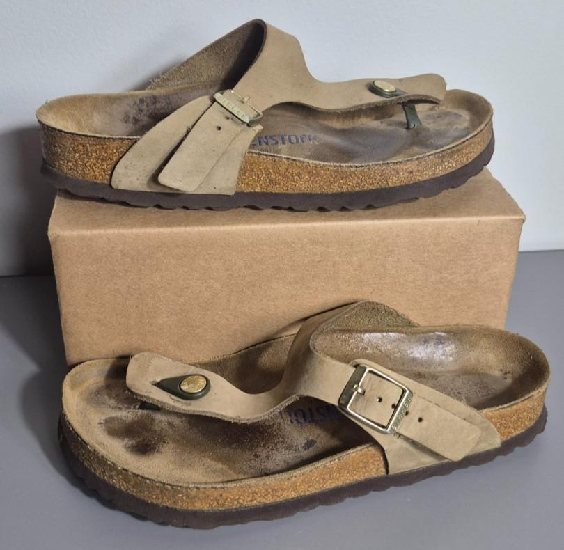 Birkenstock Gizeh Womens Leather Thong Sandals 37 US 6/6.5 Light Brown