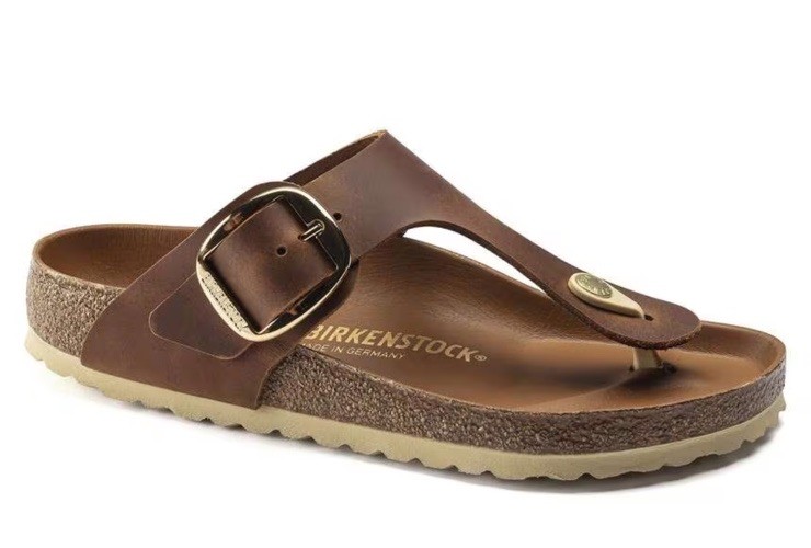 Birkenstock Gizeh Big Buckle Cognac Oiled Leather Sandal Size EU 39, US 8
