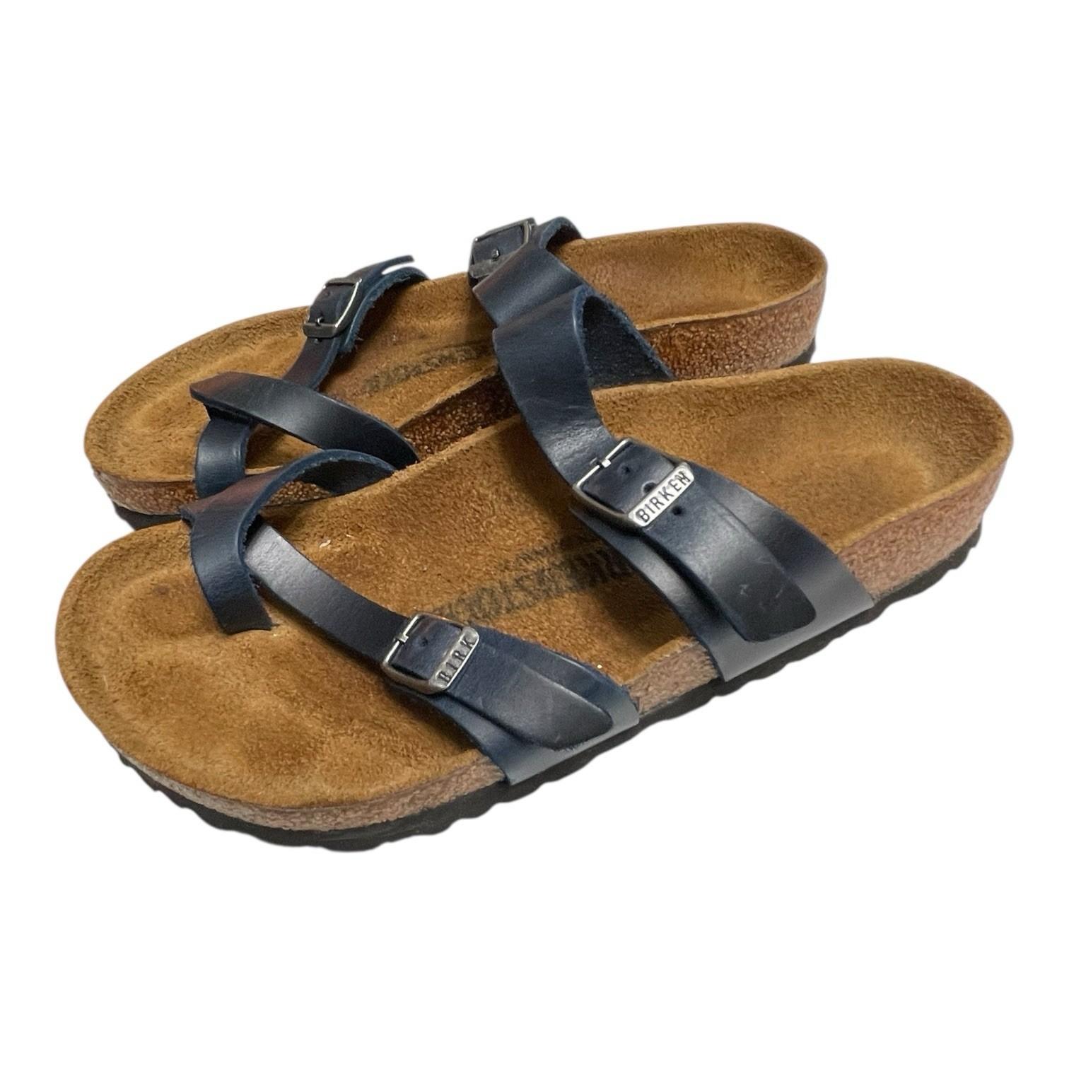 Birkenstock Mayari Dark Navy Blue Toe Loop Sandals Shoes Womens Sz 37 Or 6