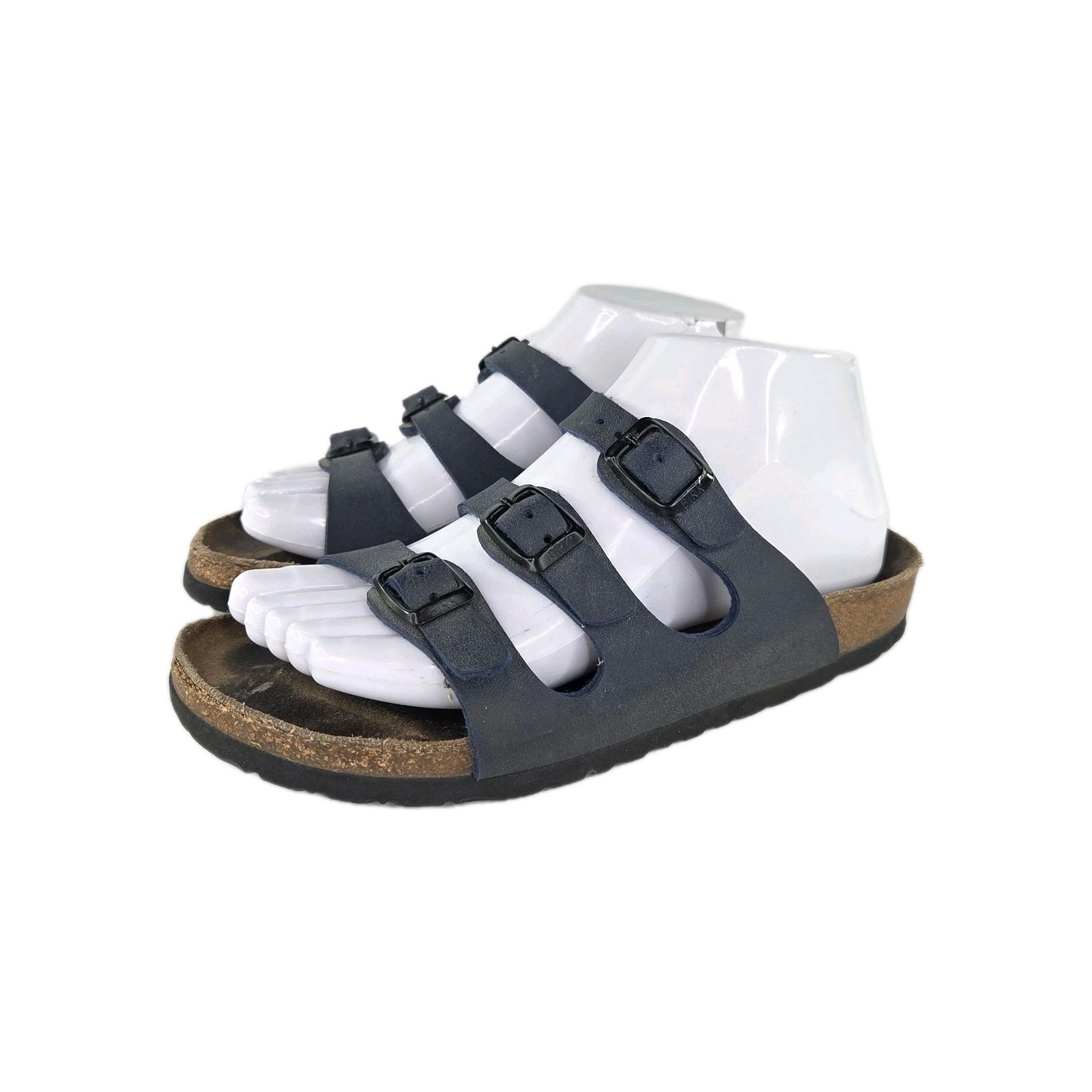 Birkenstock Florida Blue leather Sandals Size 37 Birko-Flor 3 Strap Shoes