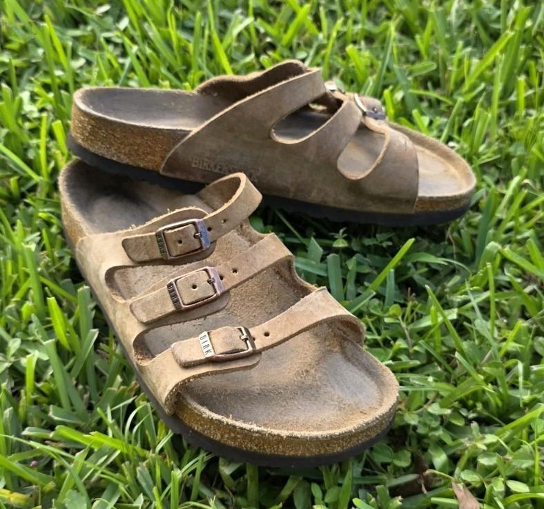 Birkenstock Florida Tripple Strap Leather Soft Footbed Sandals 38 US 7 7.5