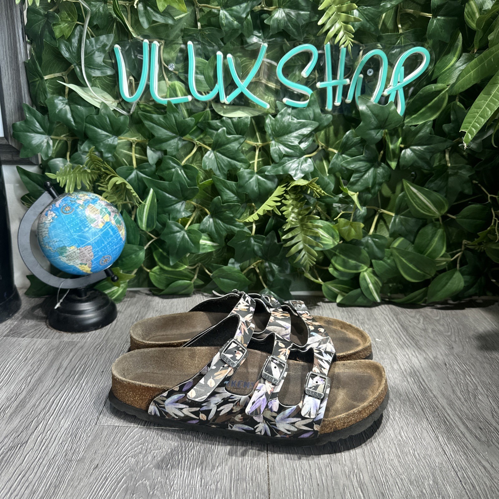 Birkenstock Florida Floral Black Sandals Women’s EU 39 US 8-8.5 Soft Bed