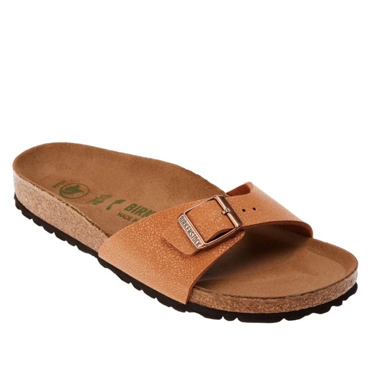 New Birkenstock Madrid Sandal – Earthy Pecan Vegan Slide, Buckle, 40, US 9 – 9.5
