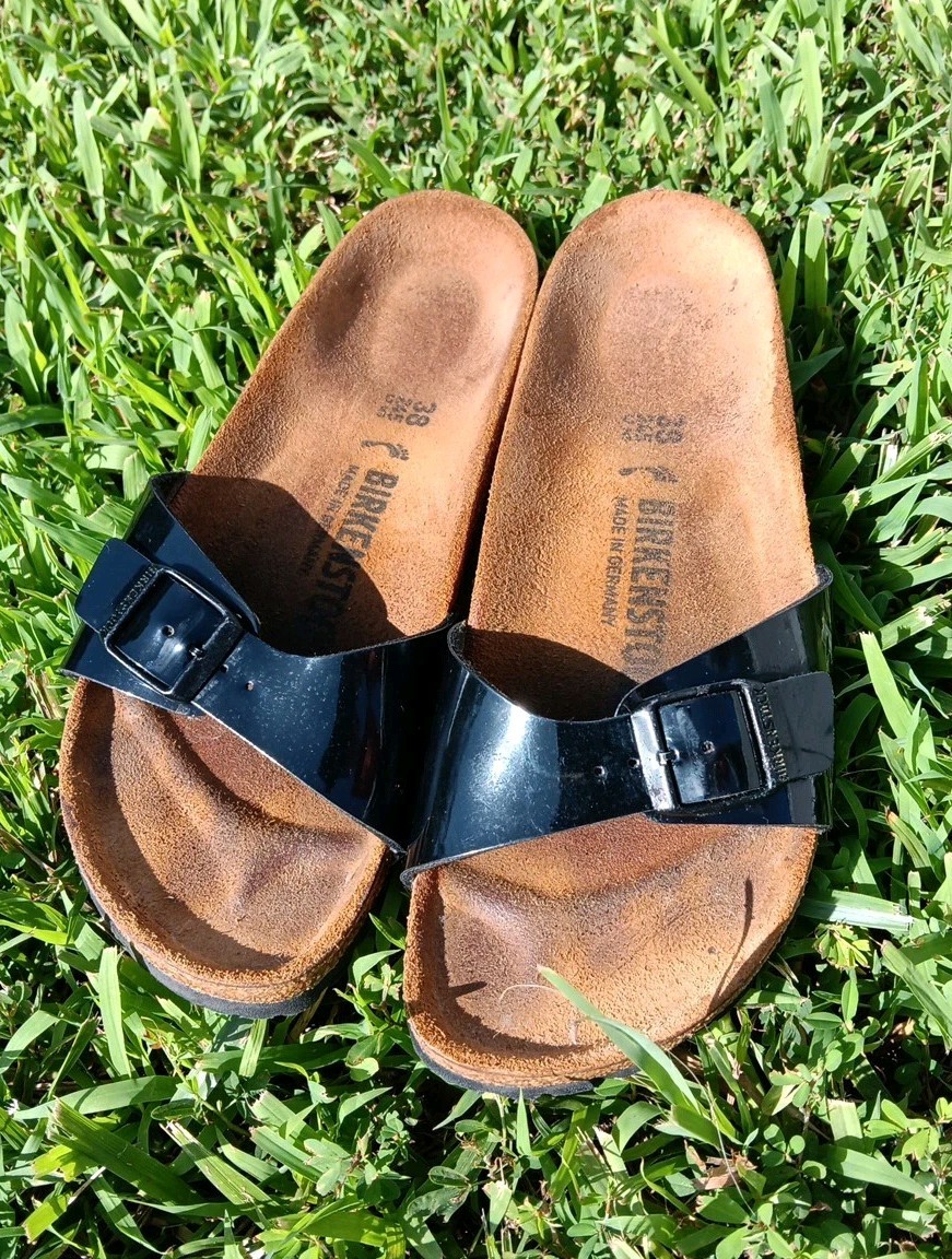Birkenstock Madrid Sandals Black Patent Leather Size 38 Ladies Size 7