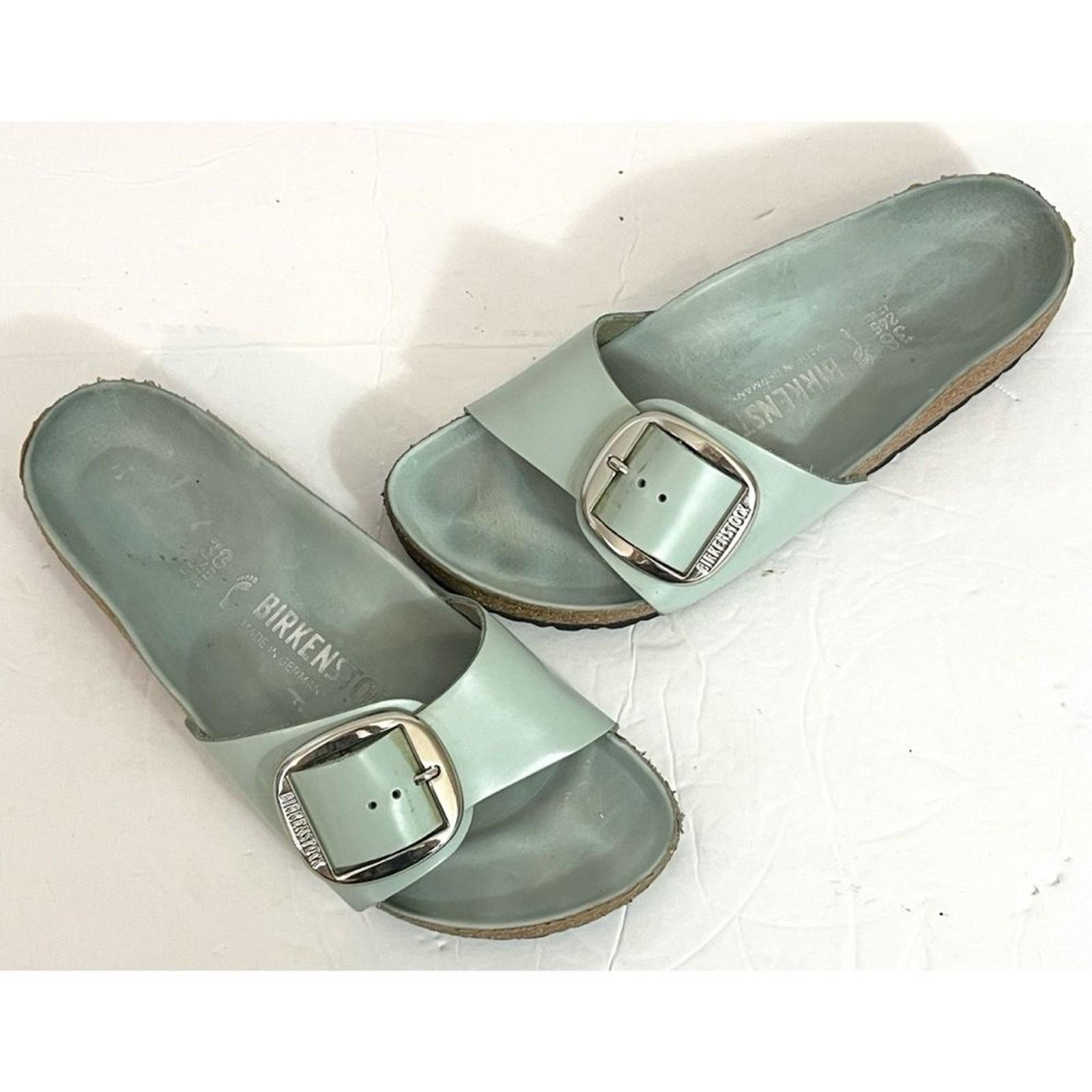 Birkenstock Madrid Big Buckle in Surf Green Slide Sandals Made in Germany sz 38