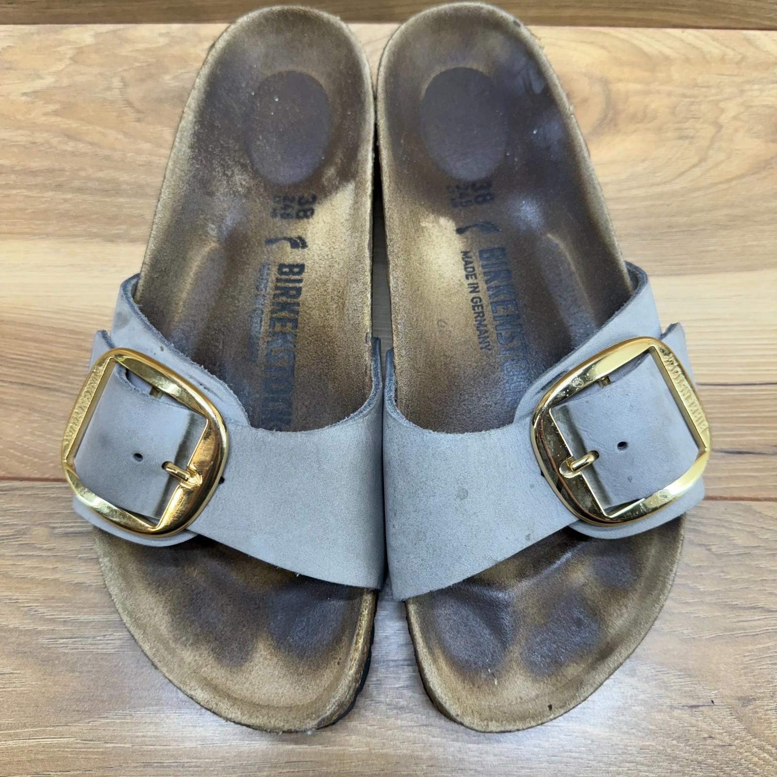 Birkenstock Madrid Big Buckle 7 N EU 38 Gray Nubuck Slides