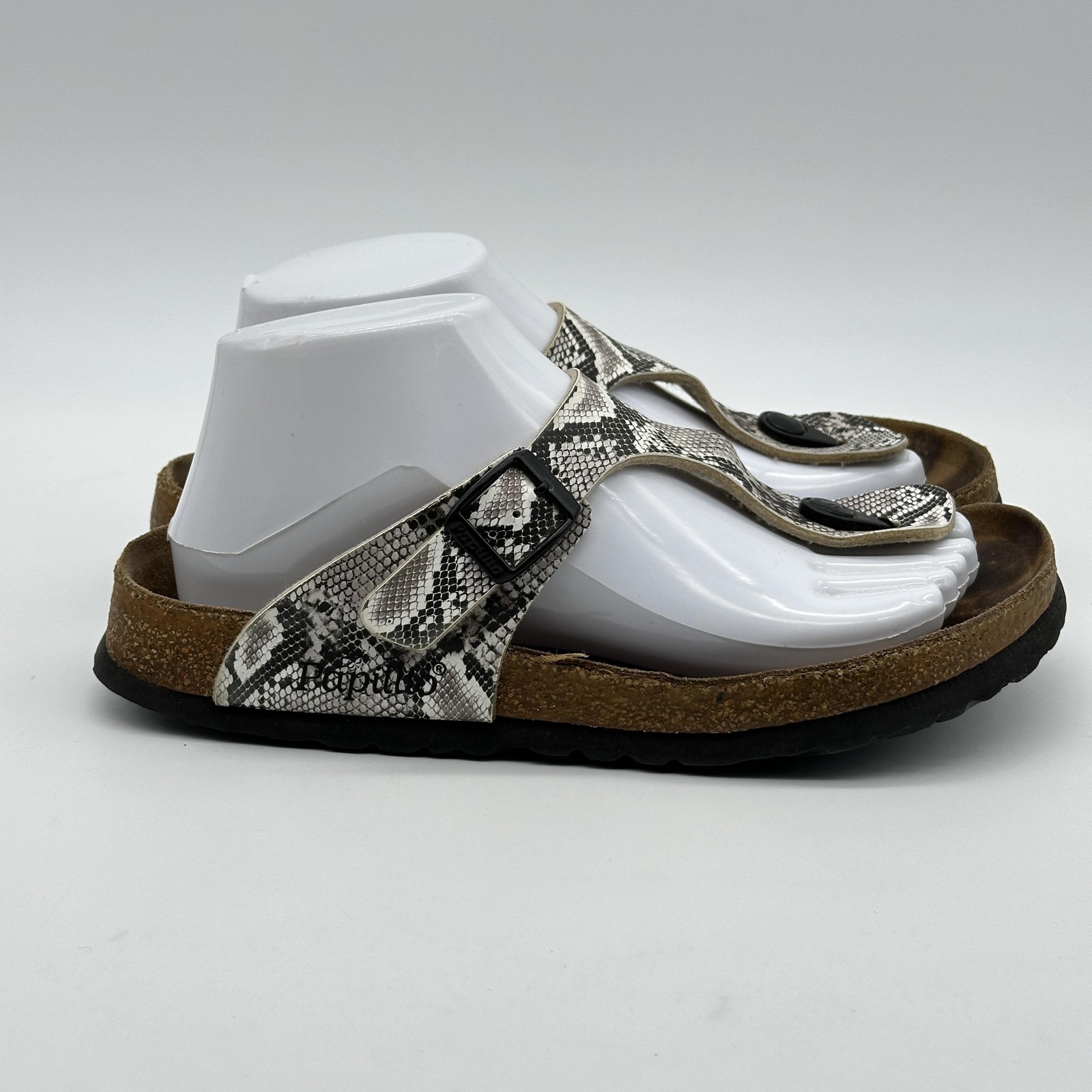 Birkenstock Papillio Gizeh Women’s Size 7 EU38 Snakeskin Cork T Strap Sandals