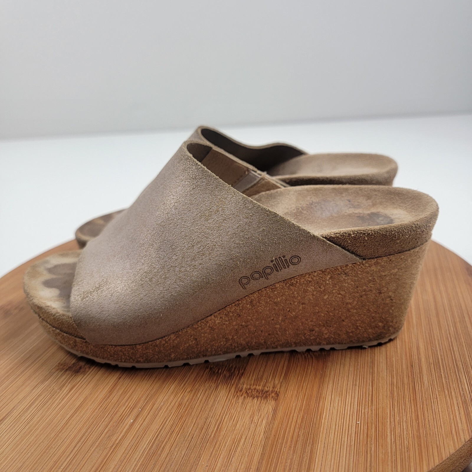 Birkenstock by Papillio Women Mules Suede Slip On Wedge Heel Sandals Sz 5.5 Reg
