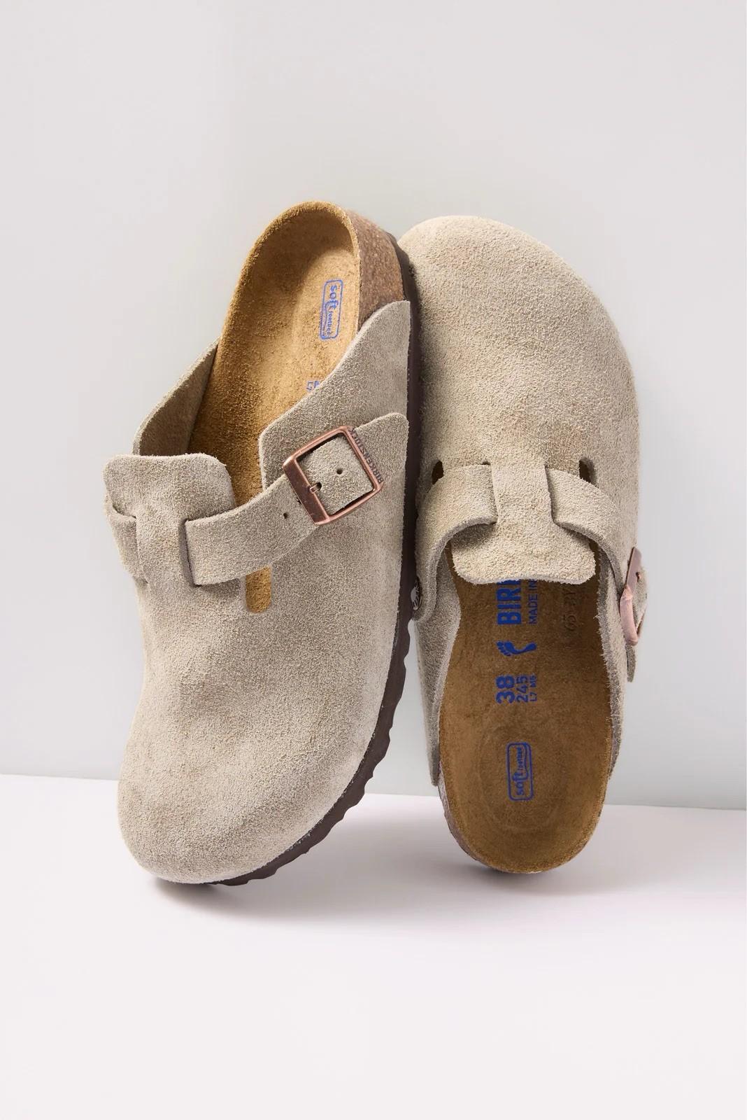 Birkenstock Boston Soft Footbed Sz 39 in Taupe Suede – GUC