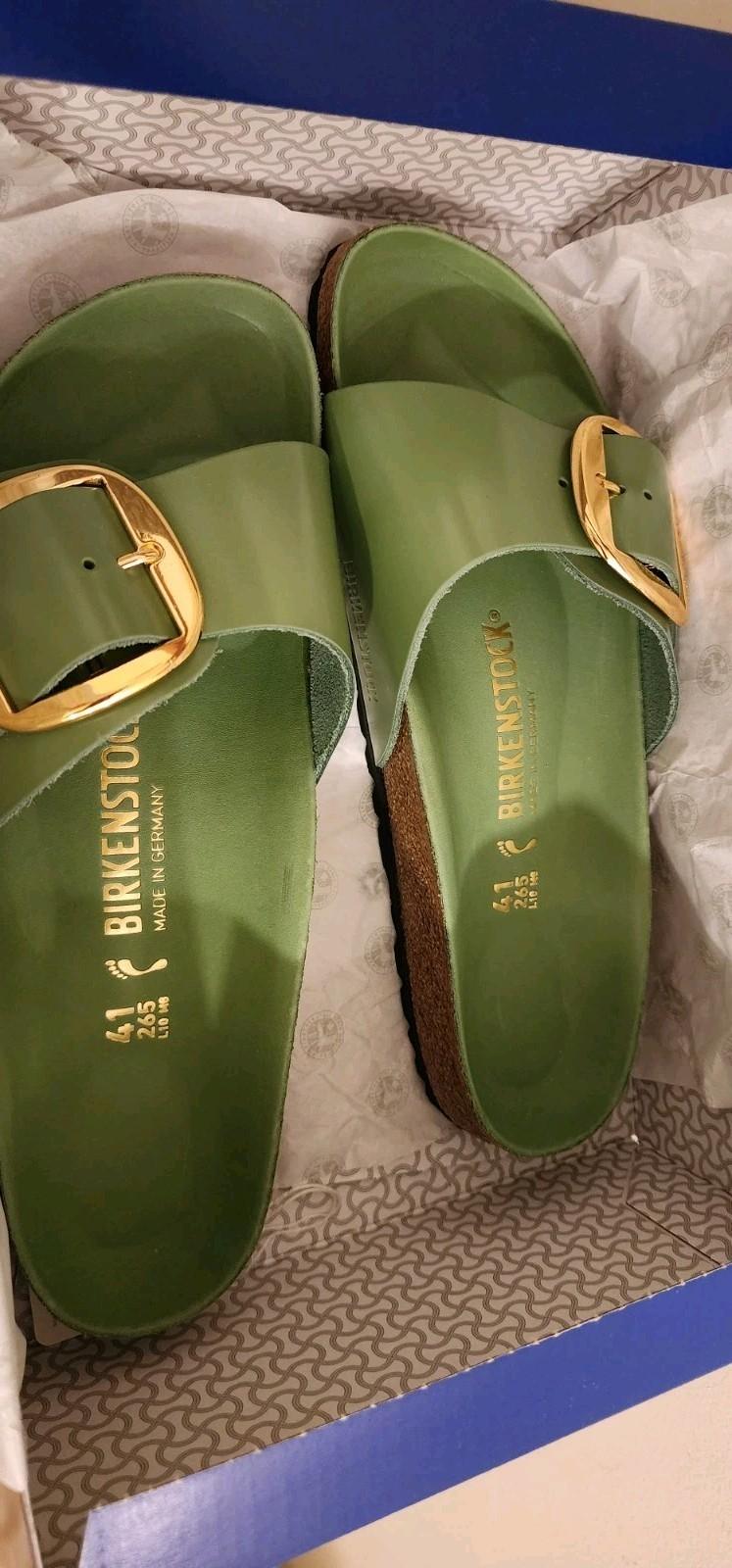 Birkenstock Madrid Big Buckle Slide High Shine Green Tea U K 41 Ladies U S 10