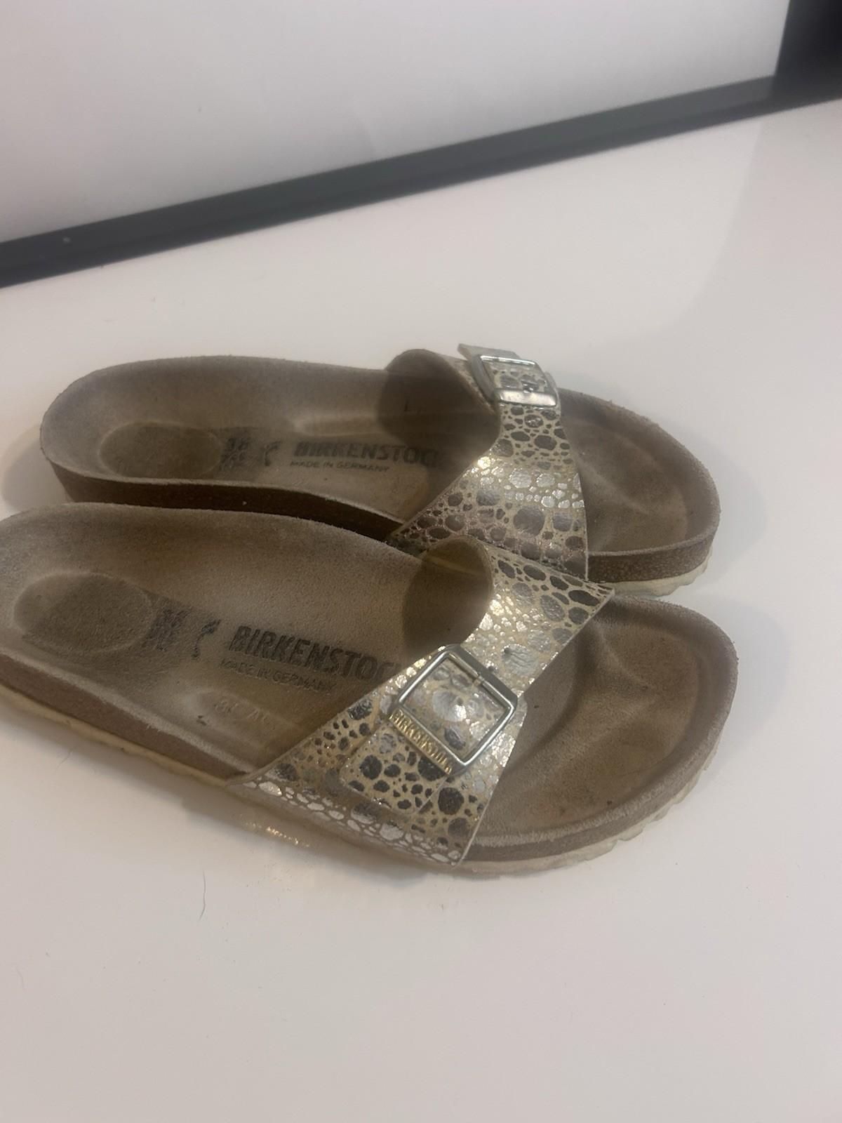 Birkenstock White Gold Madrid Stones One Buckle Sandals 38 (7-7.5)