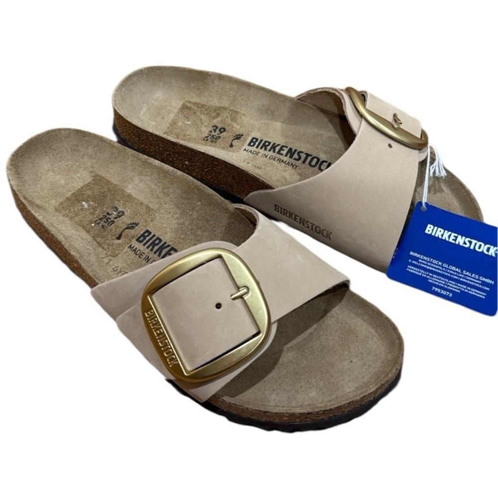 NWT Birkenstock Madrid Big Buckle Sandcastle 8-8.5 Nubuck Leather Casual Neutral