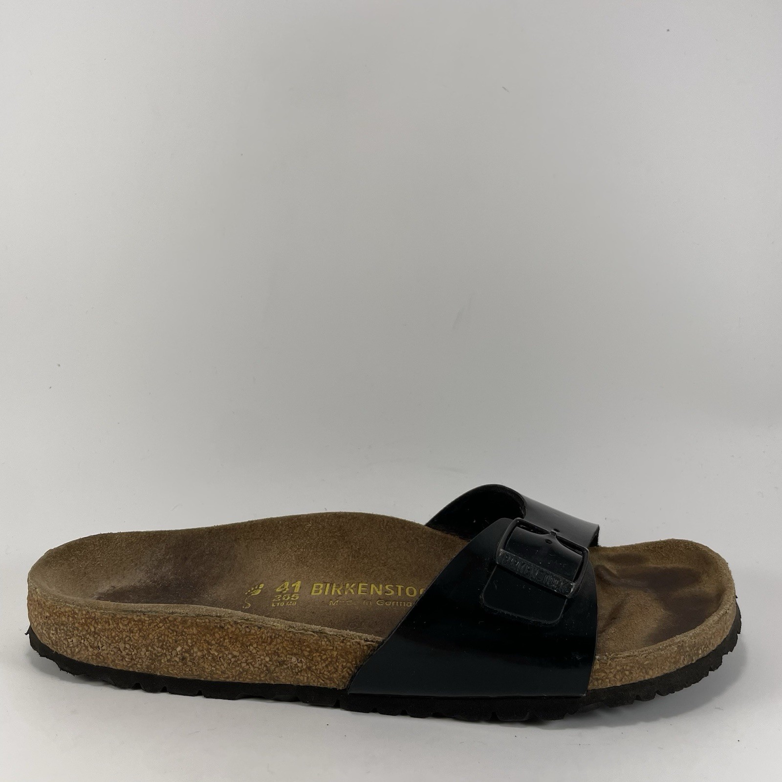 Birkenstock Madrid Slide Sandals Womens Size 41 US 10-10.5 Black Patent Leather