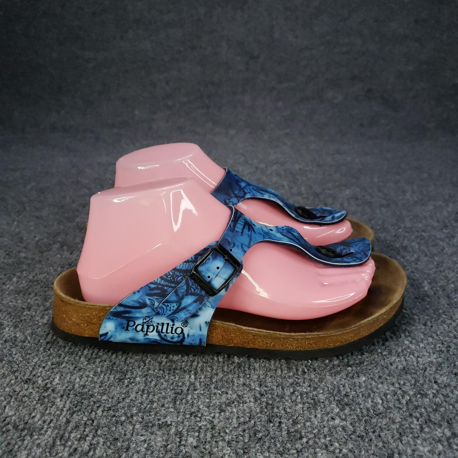 Birkenstock Papillio Gizeh Sandals Womens Size 7 Blue Brown Beach Outdoor Thong