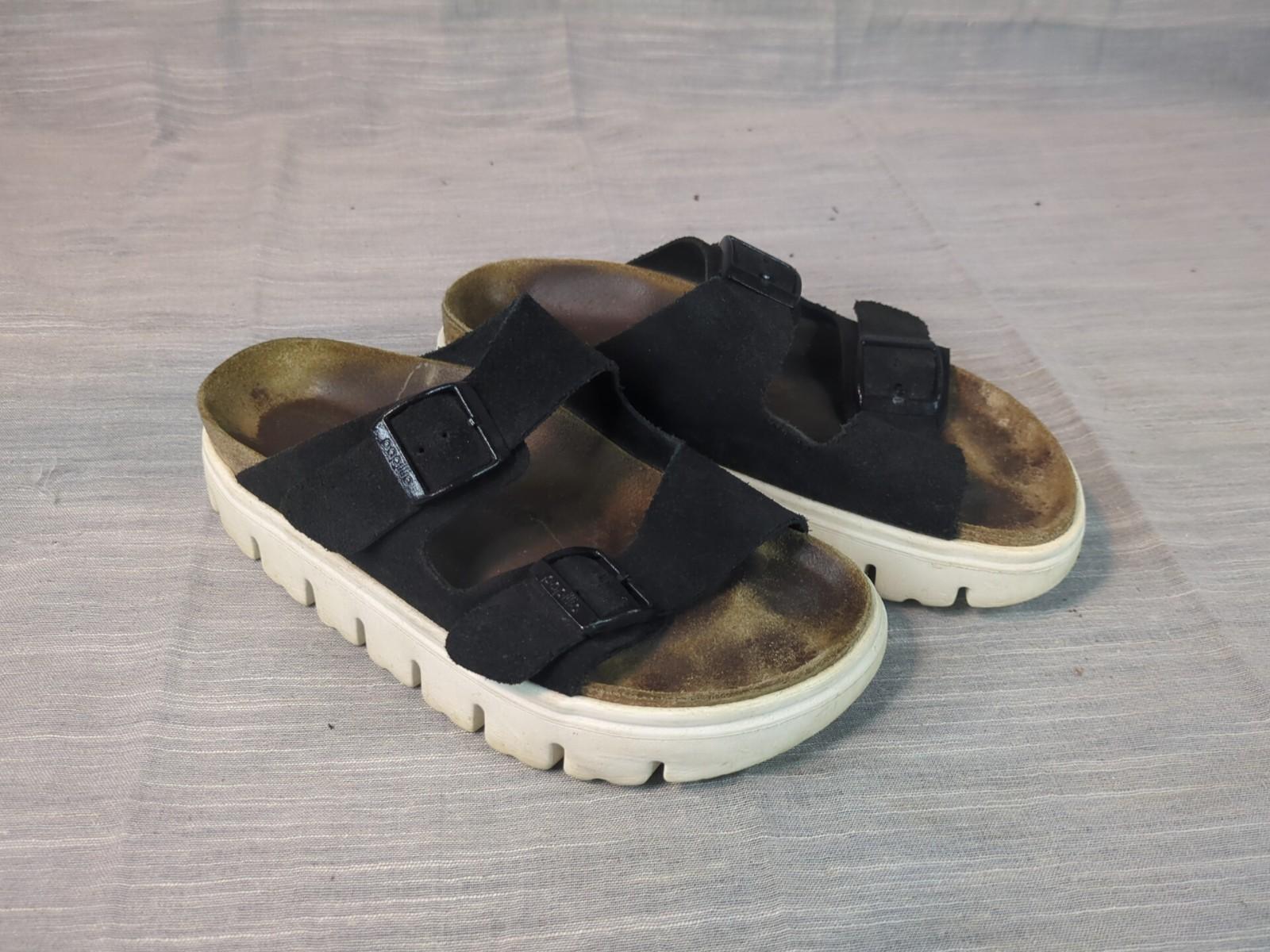 BIRKENSTOCK Papillio Arizona Womens Chunky Sandals EUR 38 US 7 Black Suede