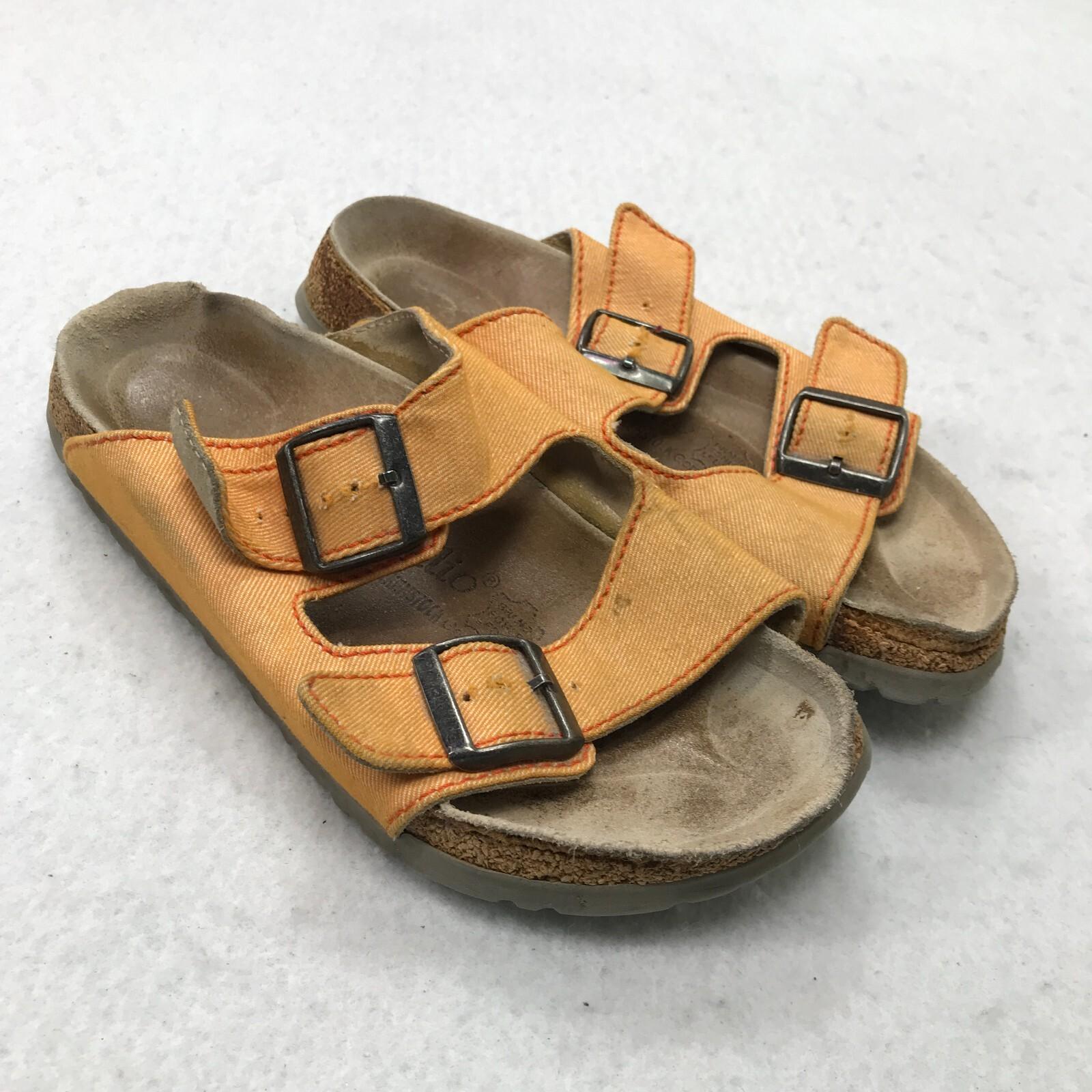 Birkenstock Sandals Size 39 Narrow Fit Papillio Yellow Canvas Upper Buckle FLAWS