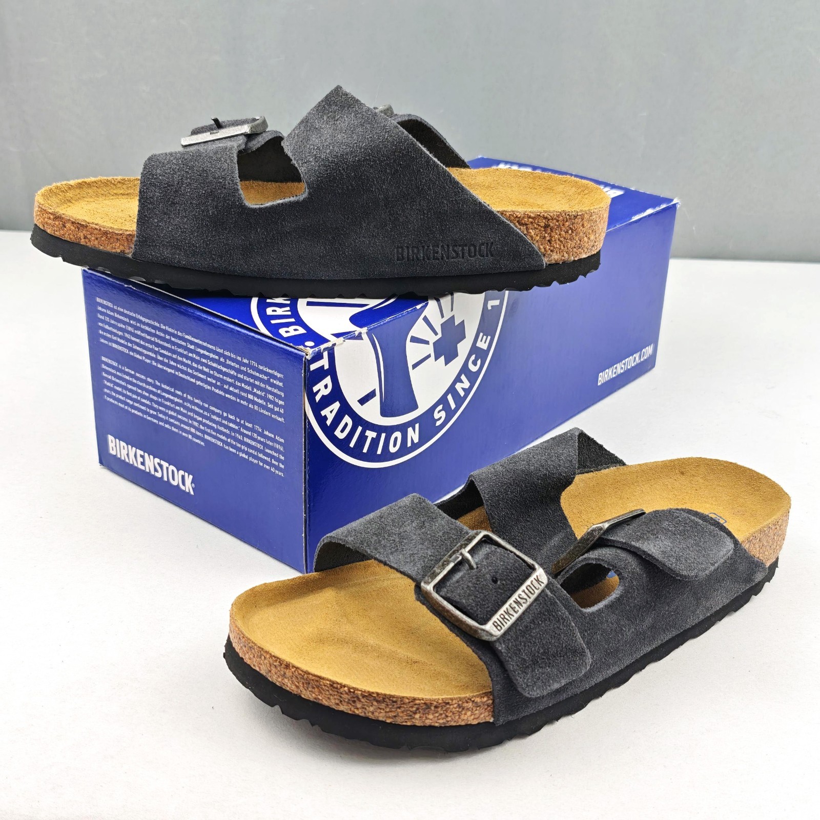 Birkenstock Arizona Velvet Gray Wide/Narrow Suede Leather Sandal US Size 37-45
