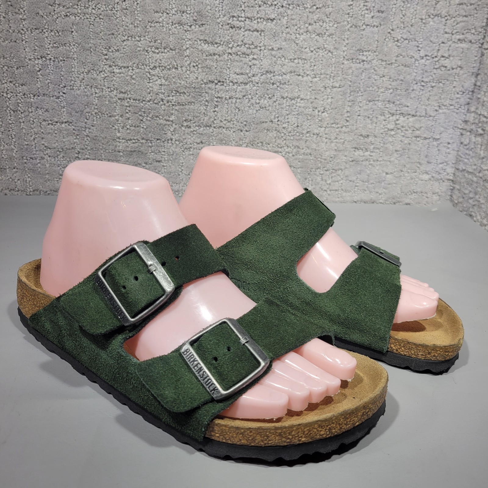 Birkenstock Arizona Soft Footbed Women’s Size 7 Green Suede Double Strap Sandals