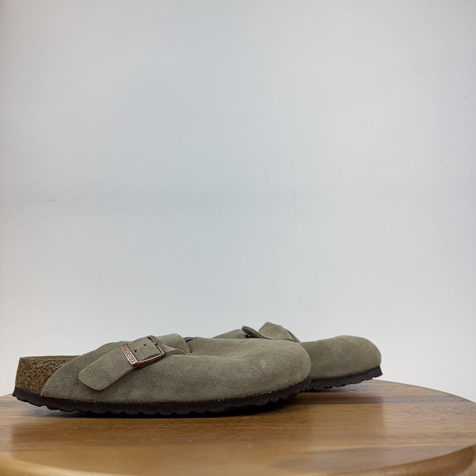 New Womens Birkenstock Boston Taupe Suede Soft Footbed Comfort Clogs Size EU 38