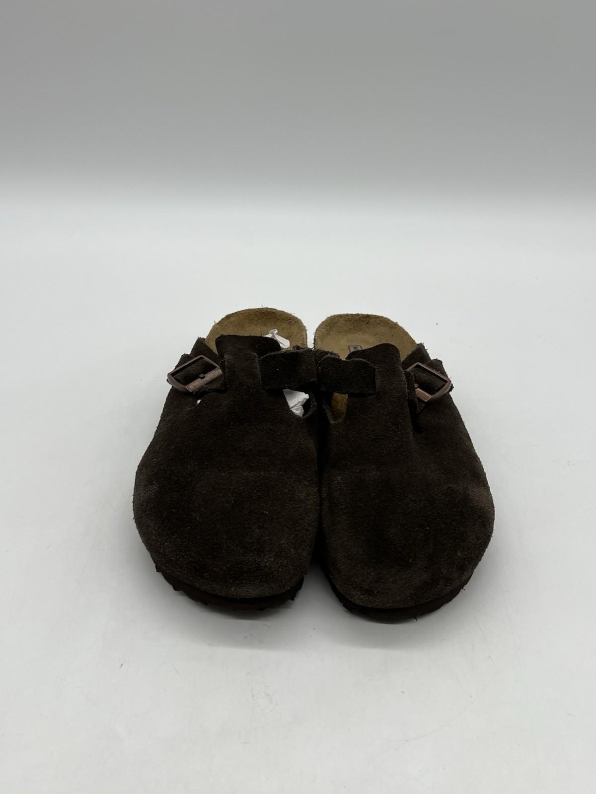 Birkenstock Boston Women Sz 6 Brown Suede Casual Slip On Sandal Slipper Shoes.