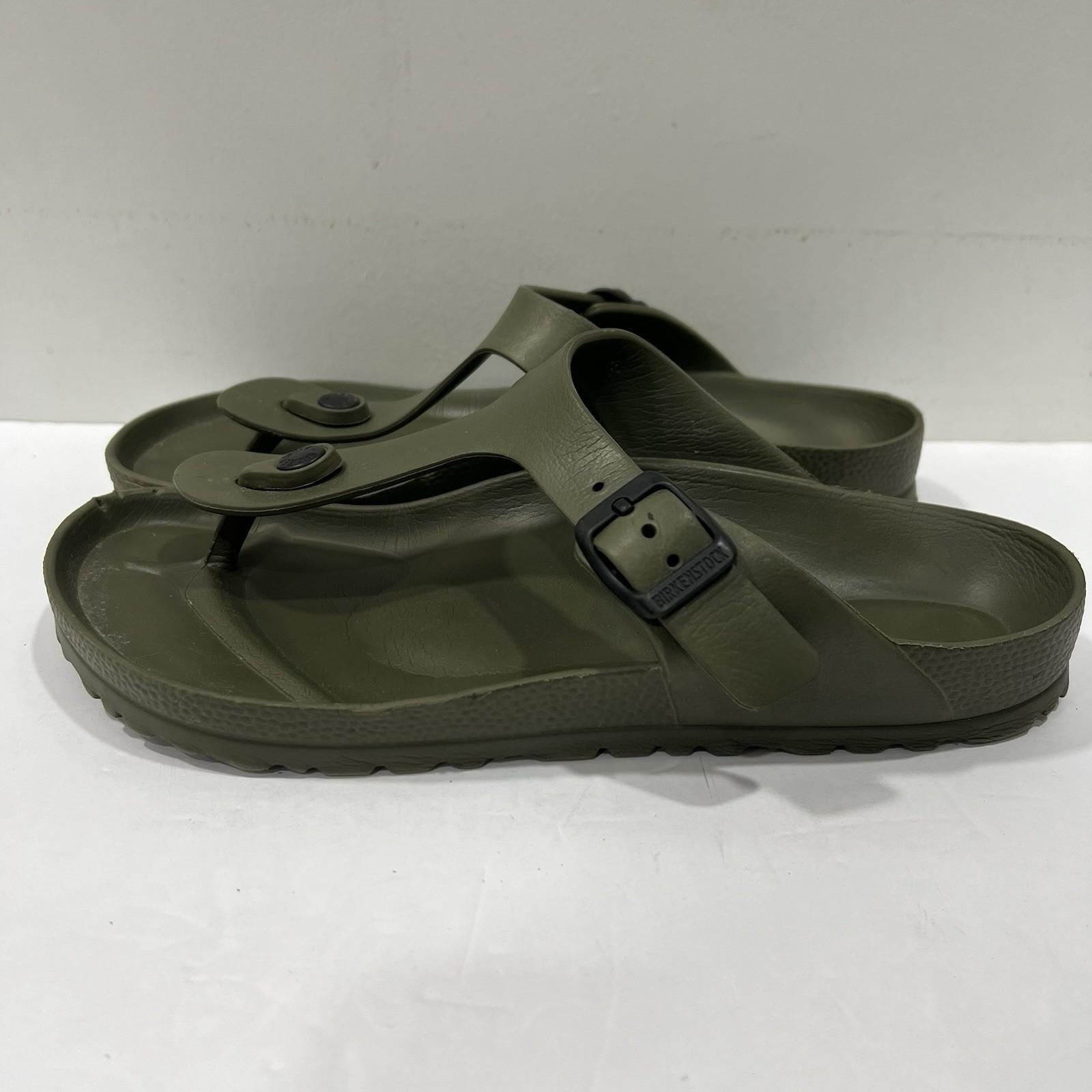 Birkenstock Gizeh EVA Sandals Size 38 Khaki Green T-Strap Thong Casual