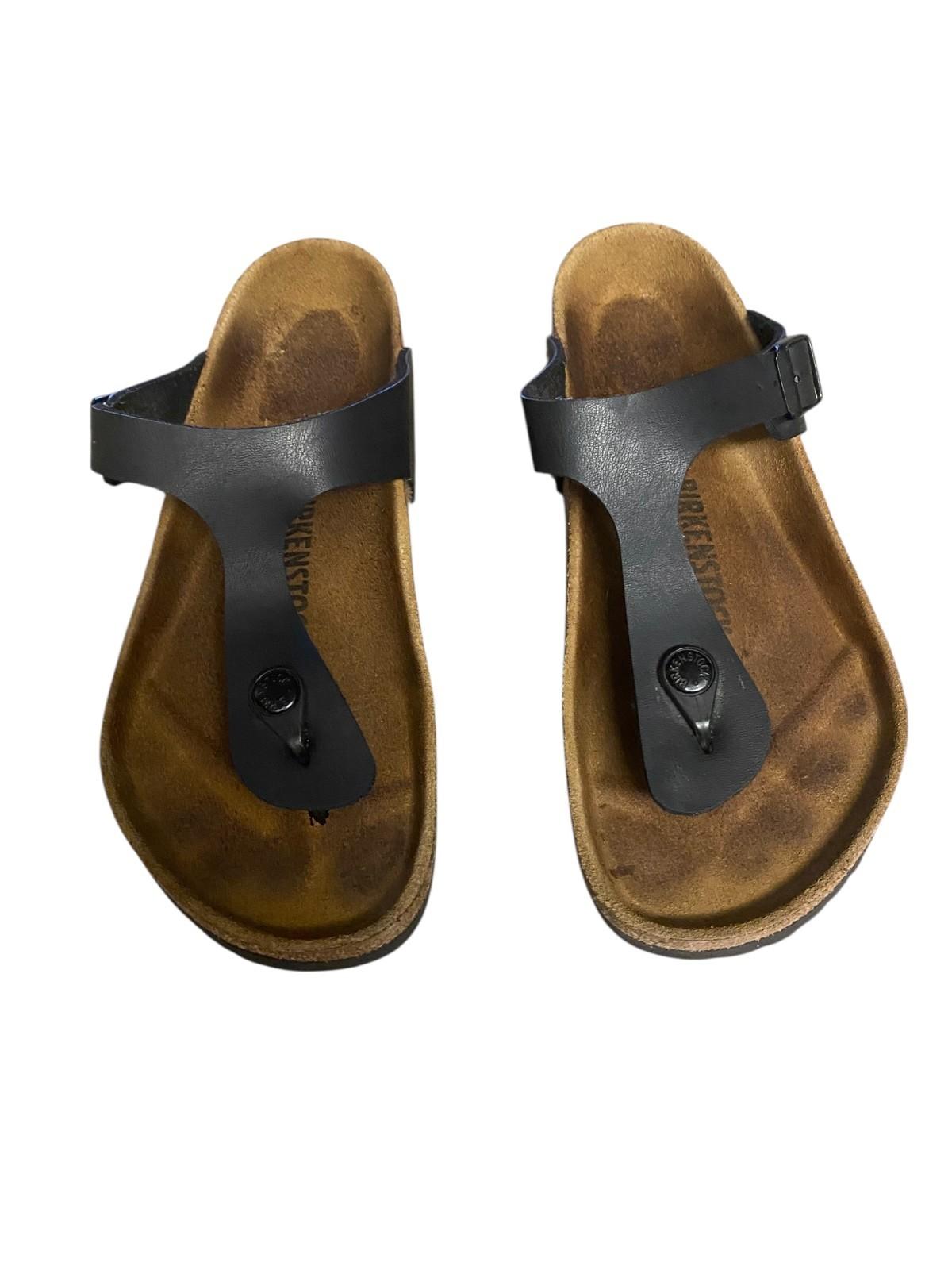 Birkenstock Gizeh Leather Birko-Flor Thong in Black Size 39 US Size 8/8.5 – EUC