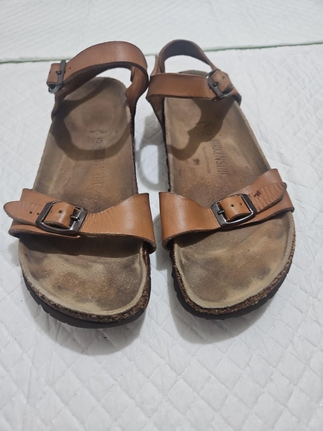 Birkenstock Mayari Brown Leather Slip-On Sandals, Size 9-9.5 W EU 40