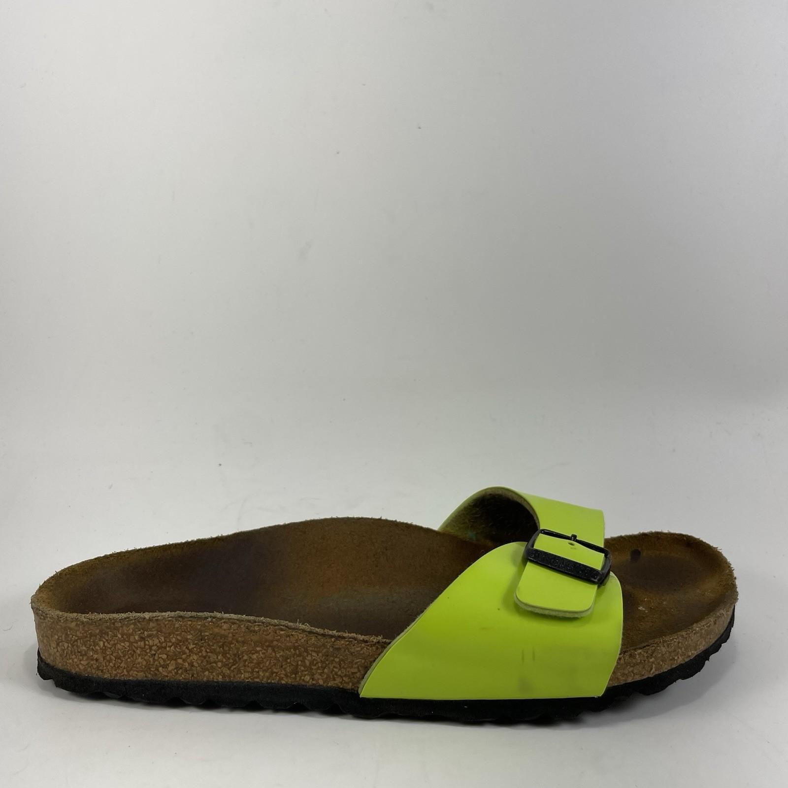 Birkenstock Madrid Slide Sandals Womens Size 37 US Size 6-6.5 Neon Green Patent