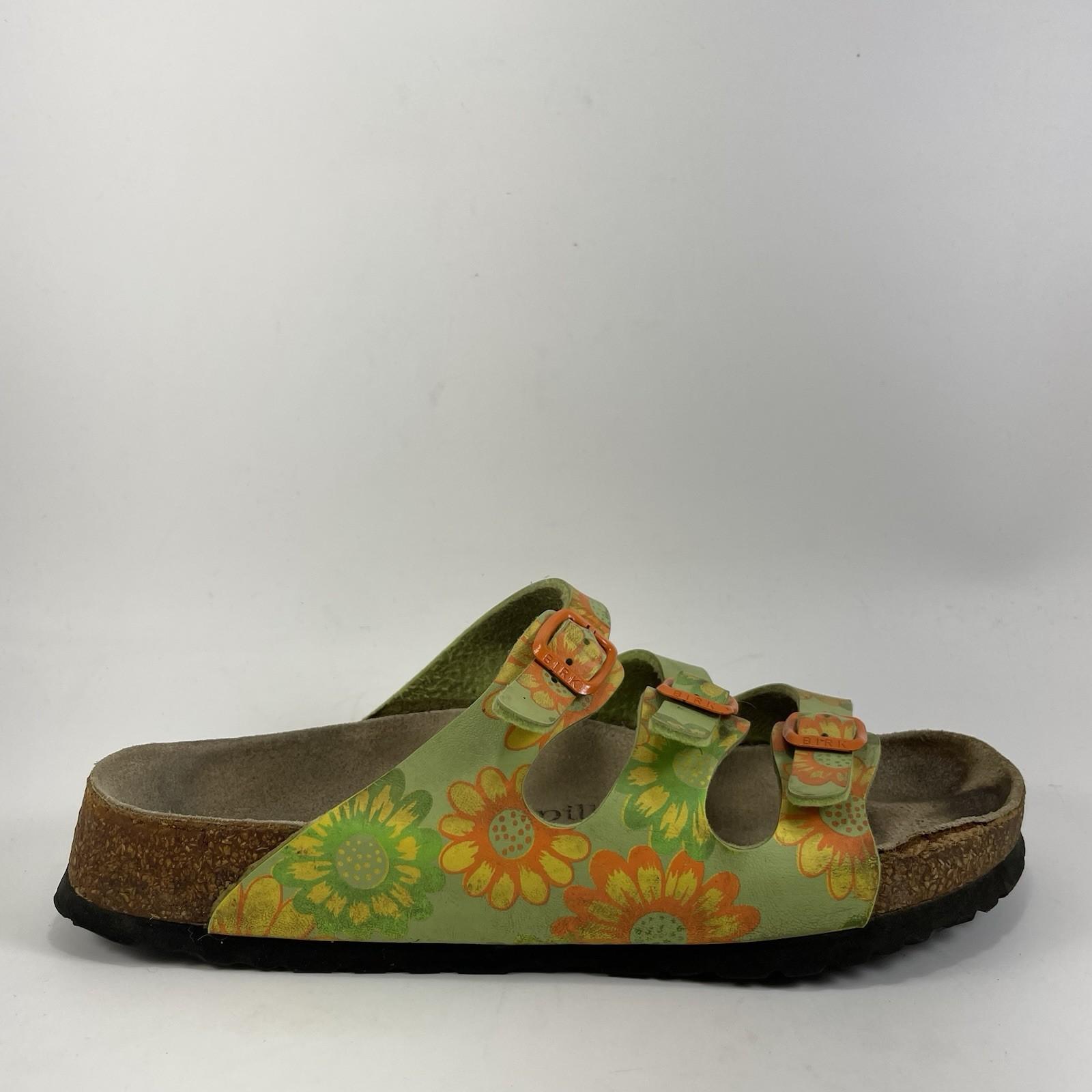 Birkenstock Papillio Florida Slide Sandals Womens Size 40 US 8-8.5 Floral Green