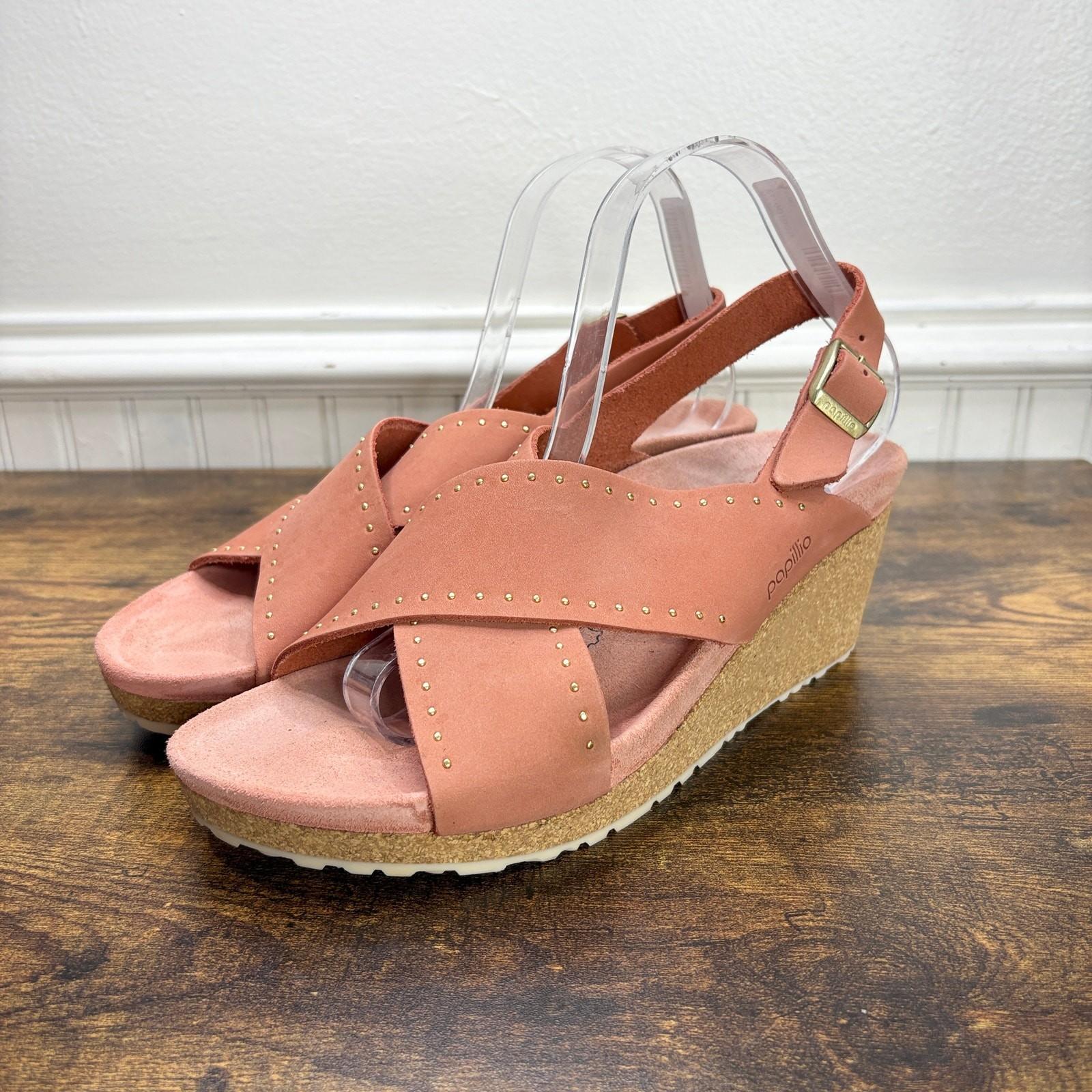 Birkenstock Papillio EU 41 US 10 Samira Sandals Suede Cork Wedge Heels Studded