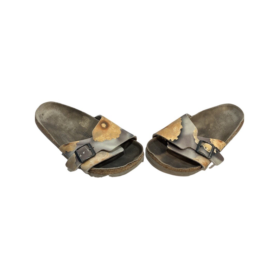 BIRKENSTOCKS PAPILLIO SINGLE  STRAP Yellow FLORAL SLIDE SANDALS 39 Grannycore