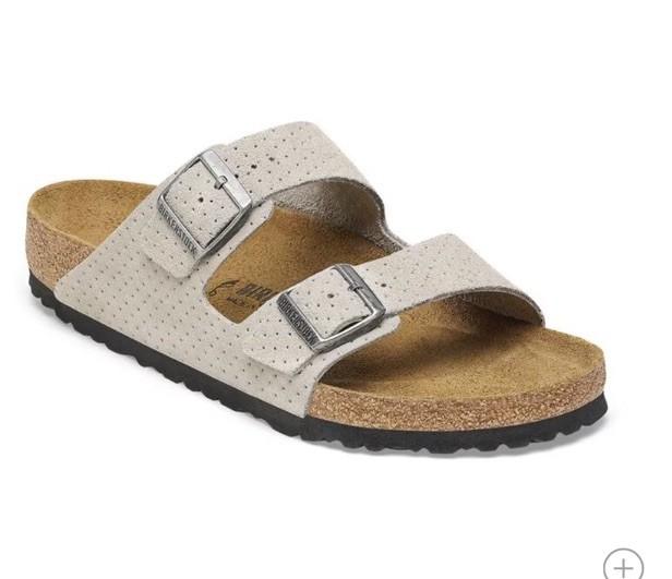 BIRKENSTOCK Arizona Embossed Suede Sandals $130 Dotted Stone Coin 41