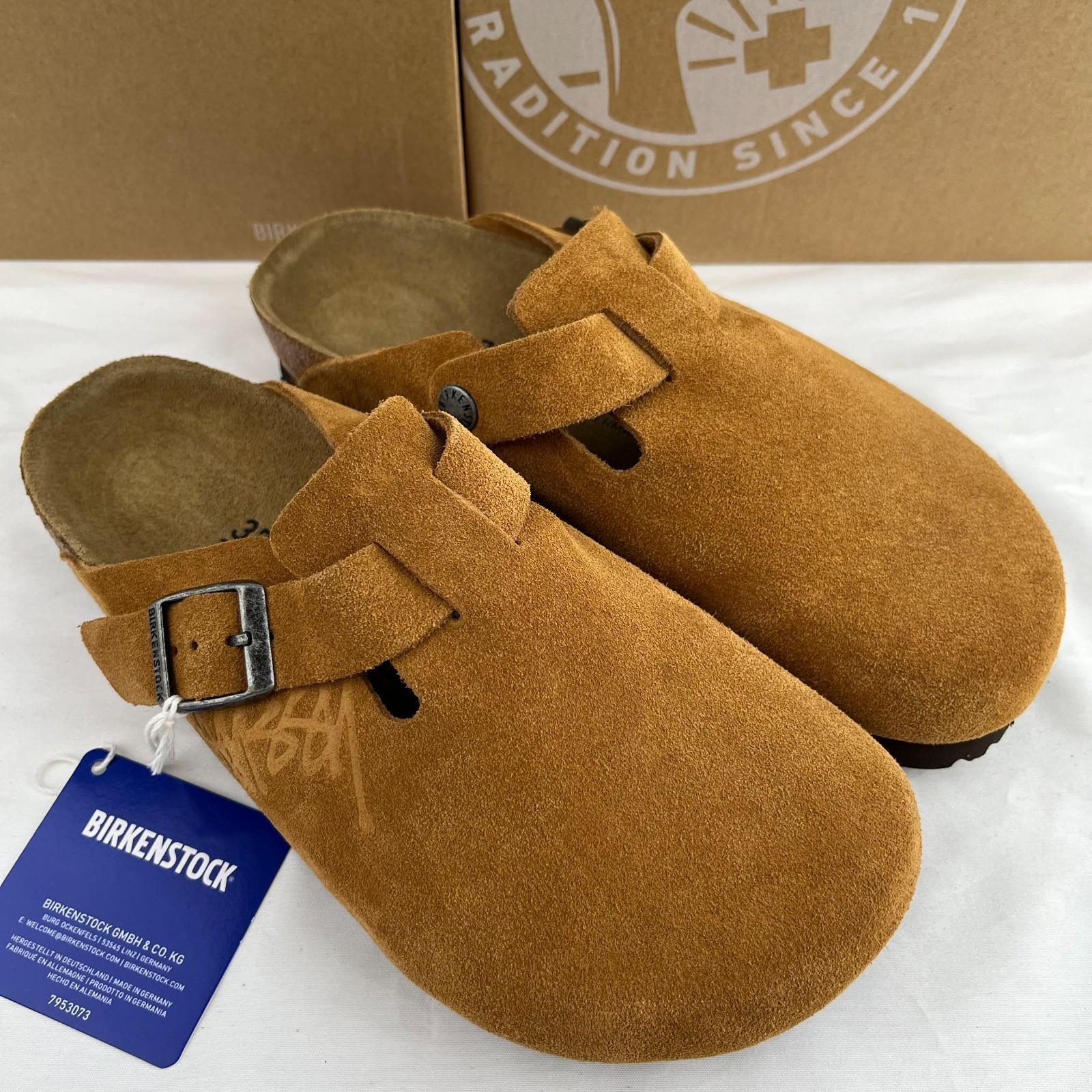 Birkenstock Boston x Stussy  Caramel Suede Leather Soft Footbed Clog Select Size