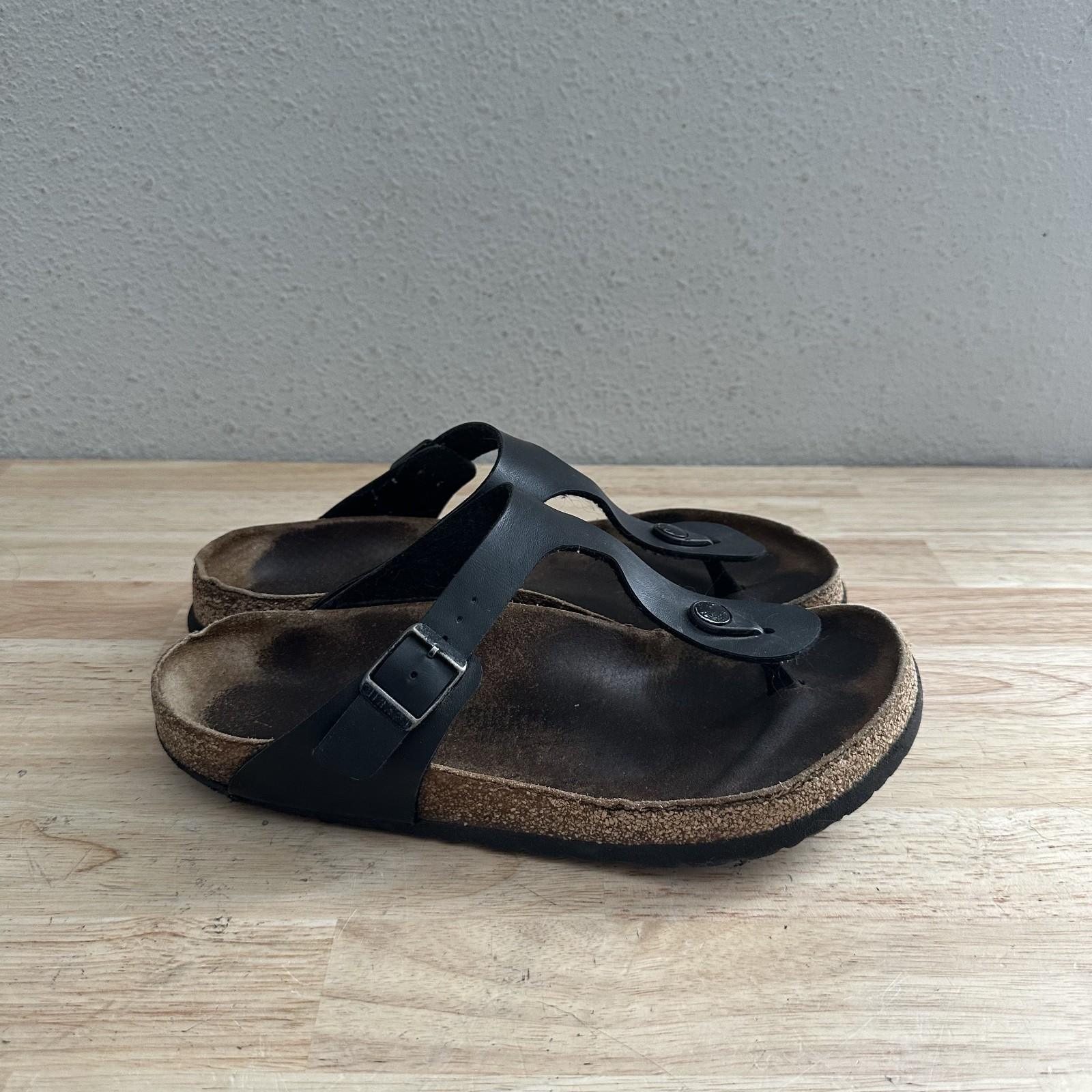 Birkenstock Gizeh Sandals Women 10 US 41 EU Black Birko-Flor Thong Slides