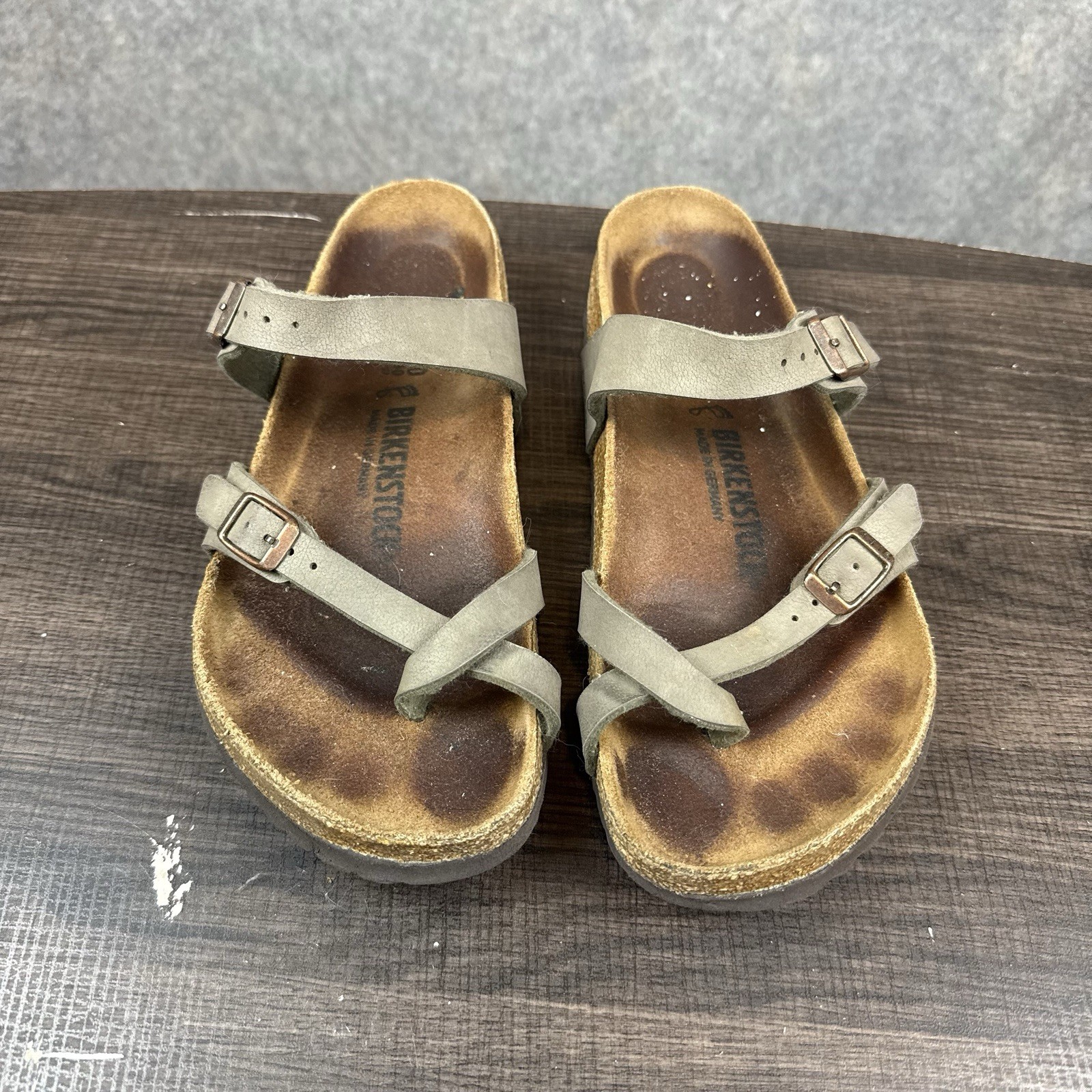 Birkenstock MAYARI Buckled Slide Sandals Womens Size 40 EU 9US Stone