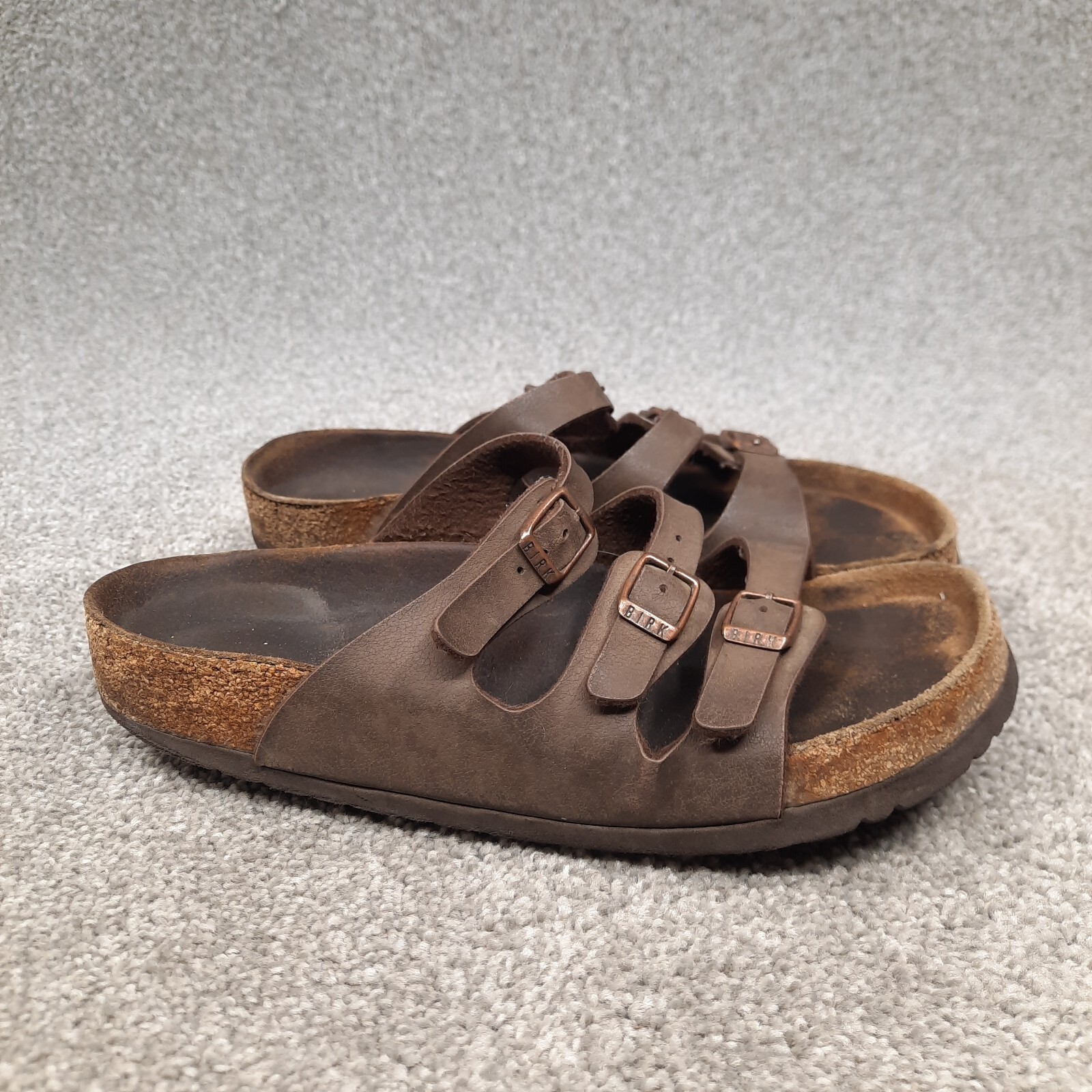 Birkenstock Florida Sandals Women’s 7 Size 38 EU Brown Leather Slip On Shoes