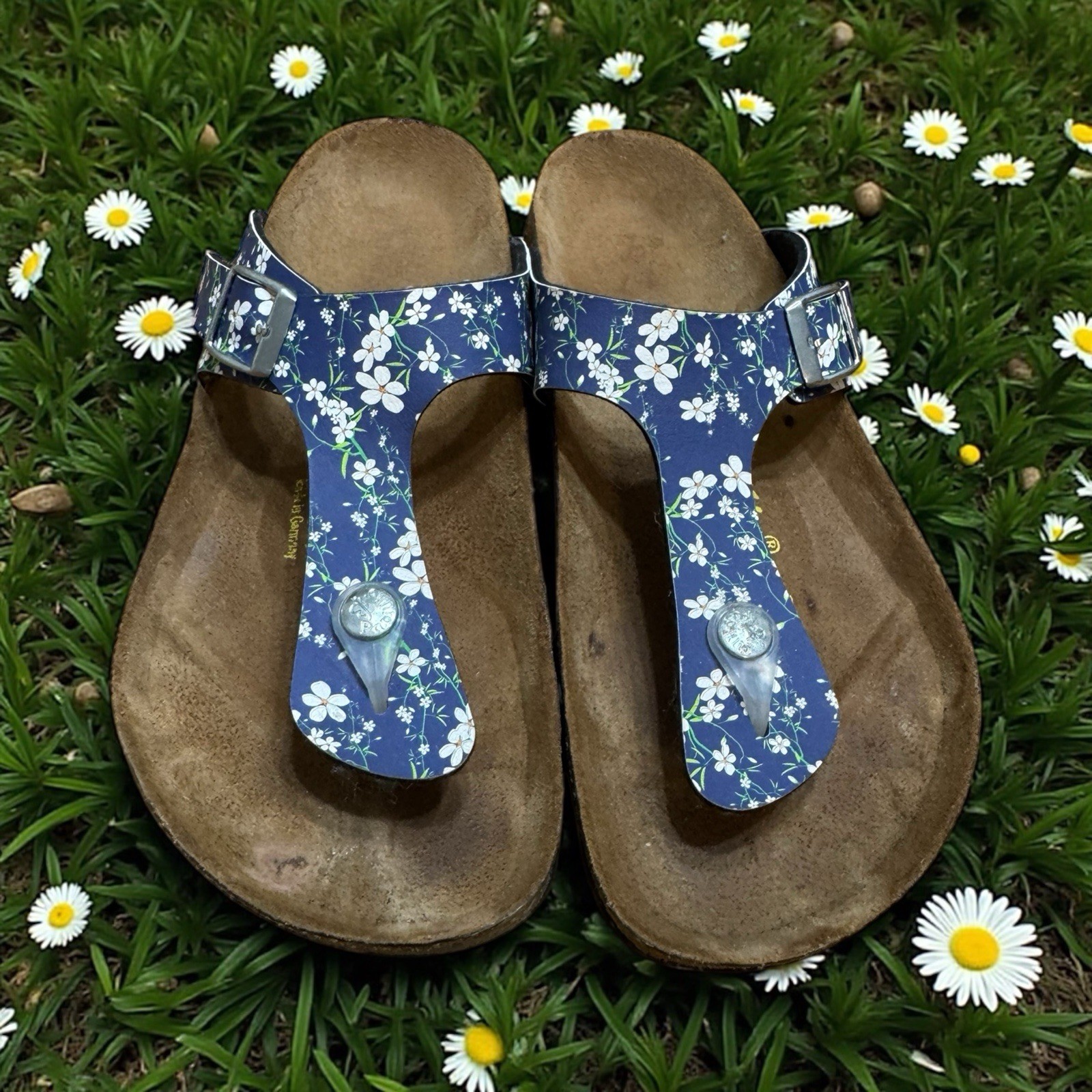 Birkenstock Papillio Womens 38 -7Gizeh Sandals Shoes Floral Thong SlipOn 🌼