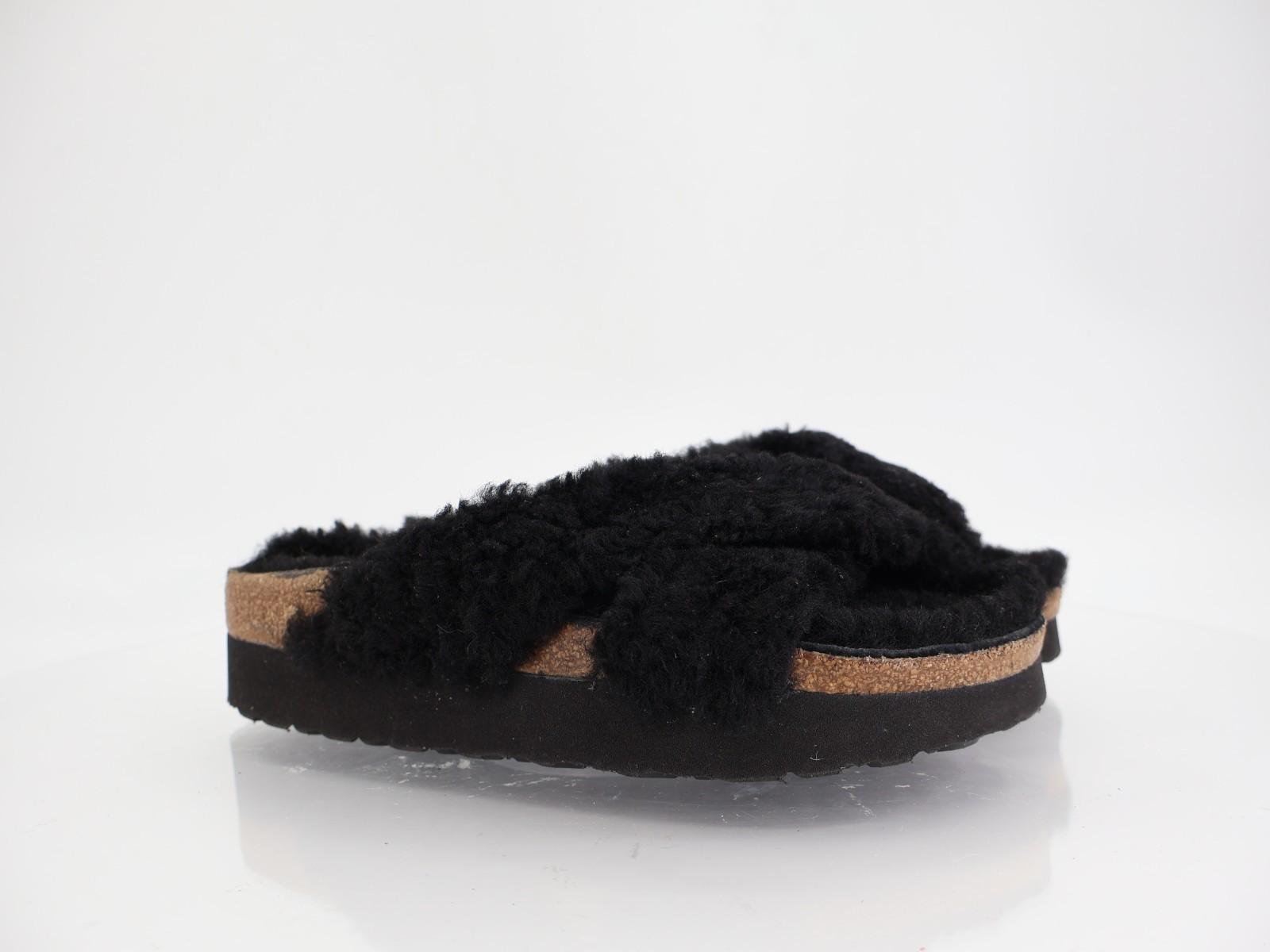 Birkenstock Papillio Daytona Shearling Black Sandals Size 38 7 Platform Slide