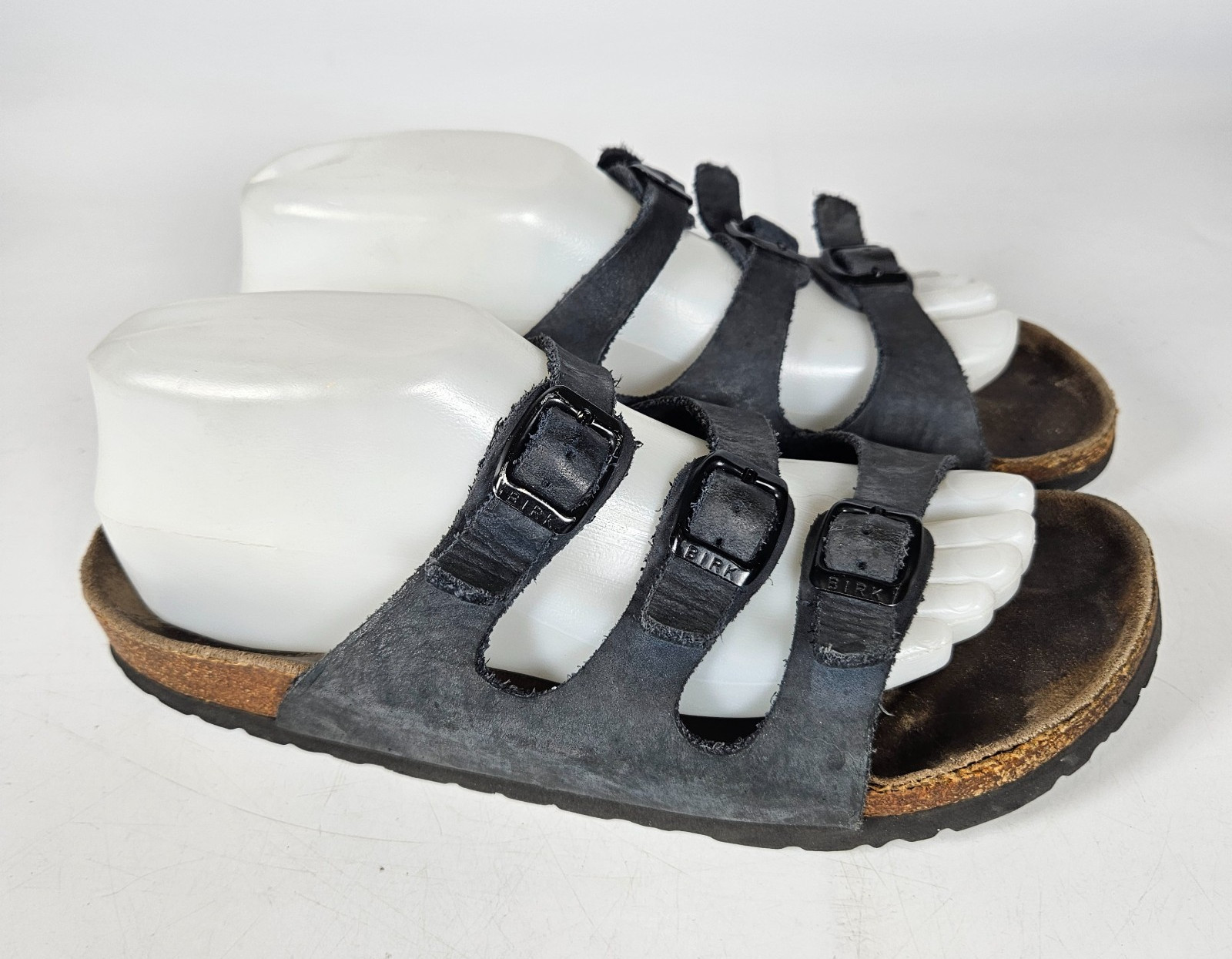 Birkenstock Florida 3 Strap Sandals Womens Size 39 / 8 Black Leather Slide Shoe