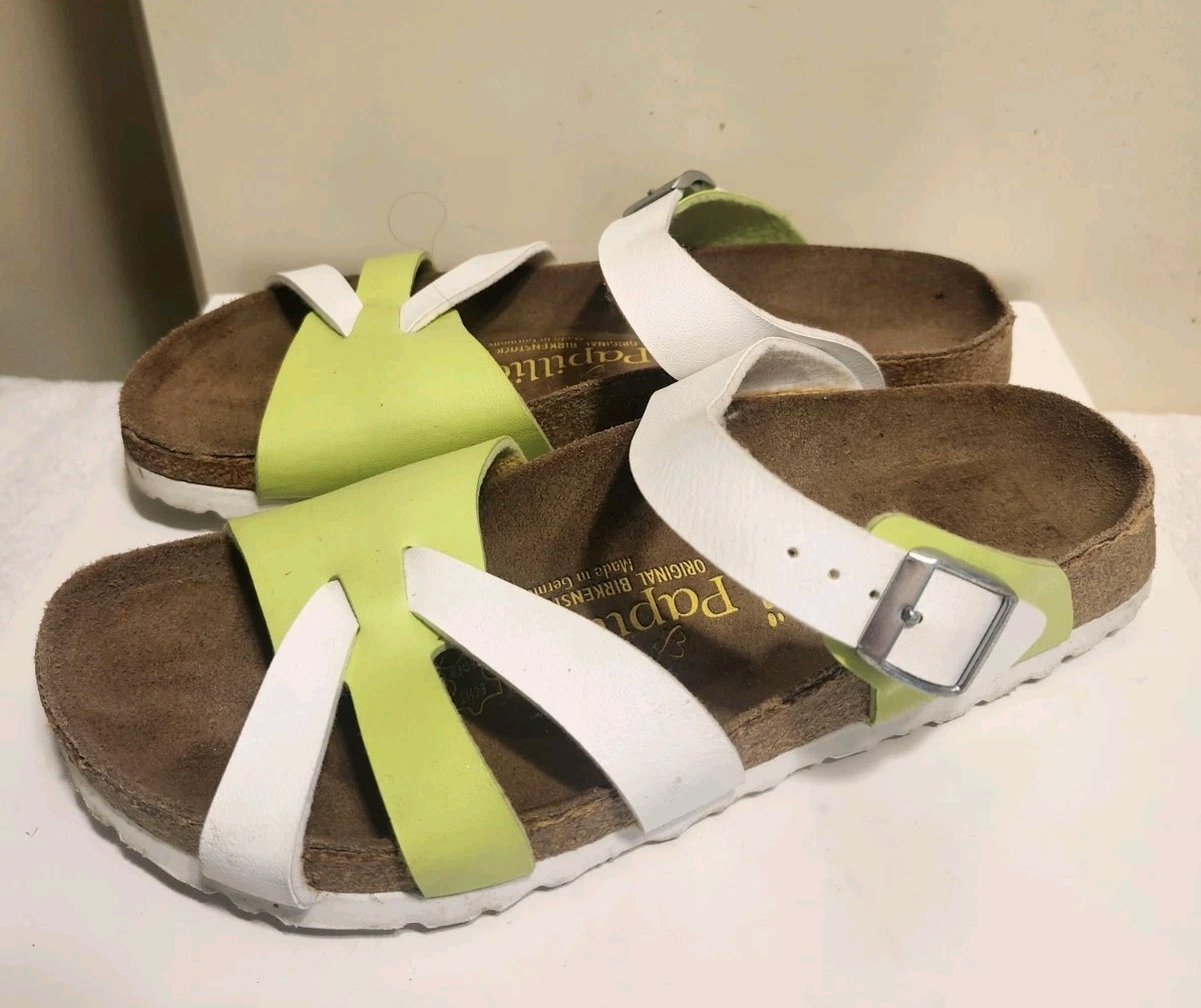 Birkenstock Papillio “Gem” Green/White Birko-Flor Sandals Sz.7/38 Ret.$150