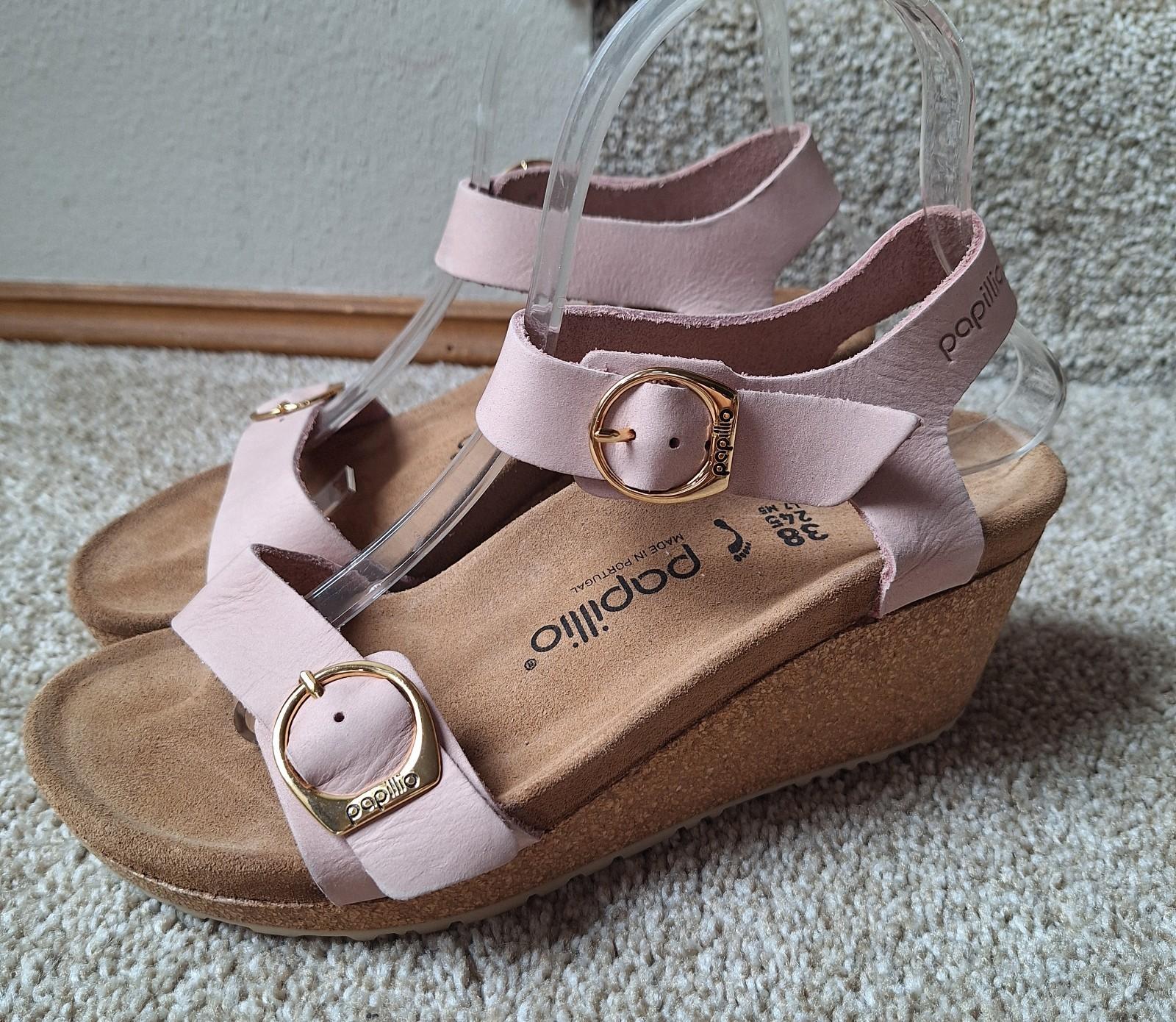NWOT Birkenstock Papillio Soley Wedge Sandals Blush Womens Size 38